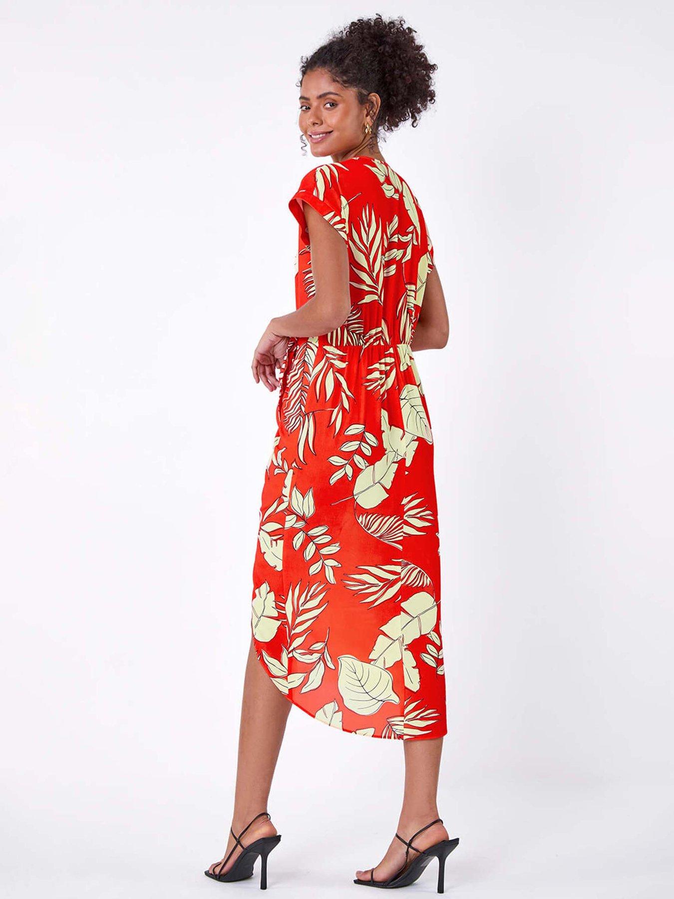  image of roman-floral-tie-detail-wrap-dress