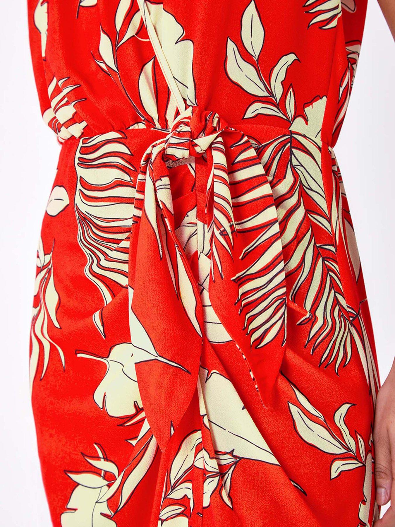  image of roman-floral-tie-detail-wrap-dress