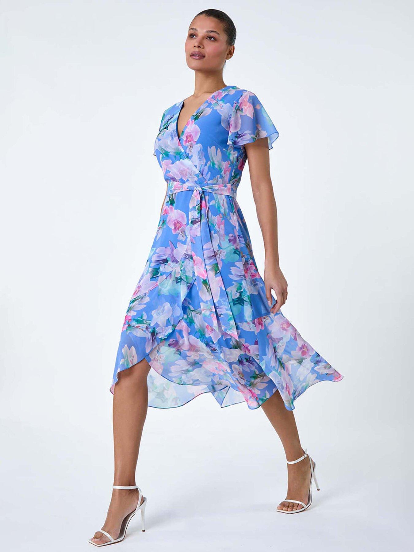 undefined Floral Frill Detail Wrap Dress