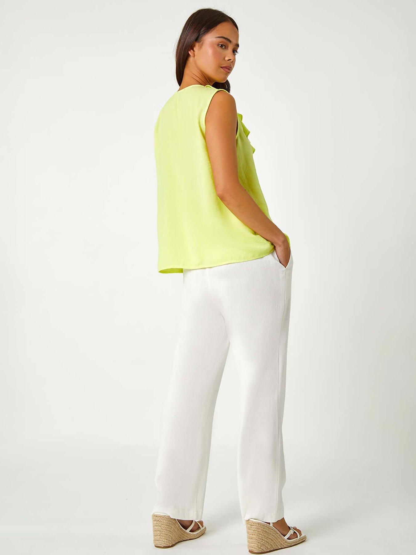 Image 2 of 5 of Roman Petite Frill Front Vest Top - Green