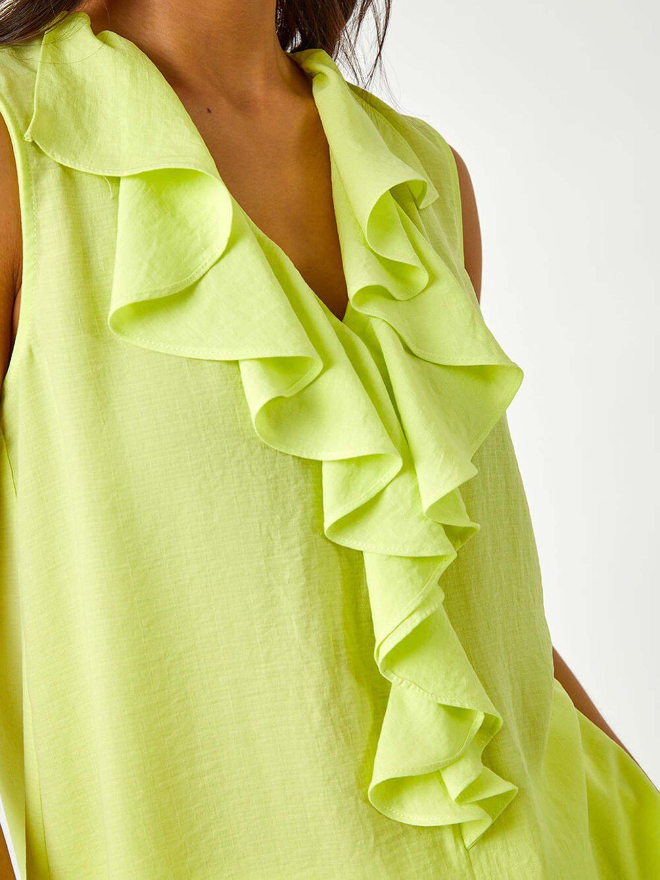 Image 5 of 5 of Roman Petite Frill Front Vest Top - Green