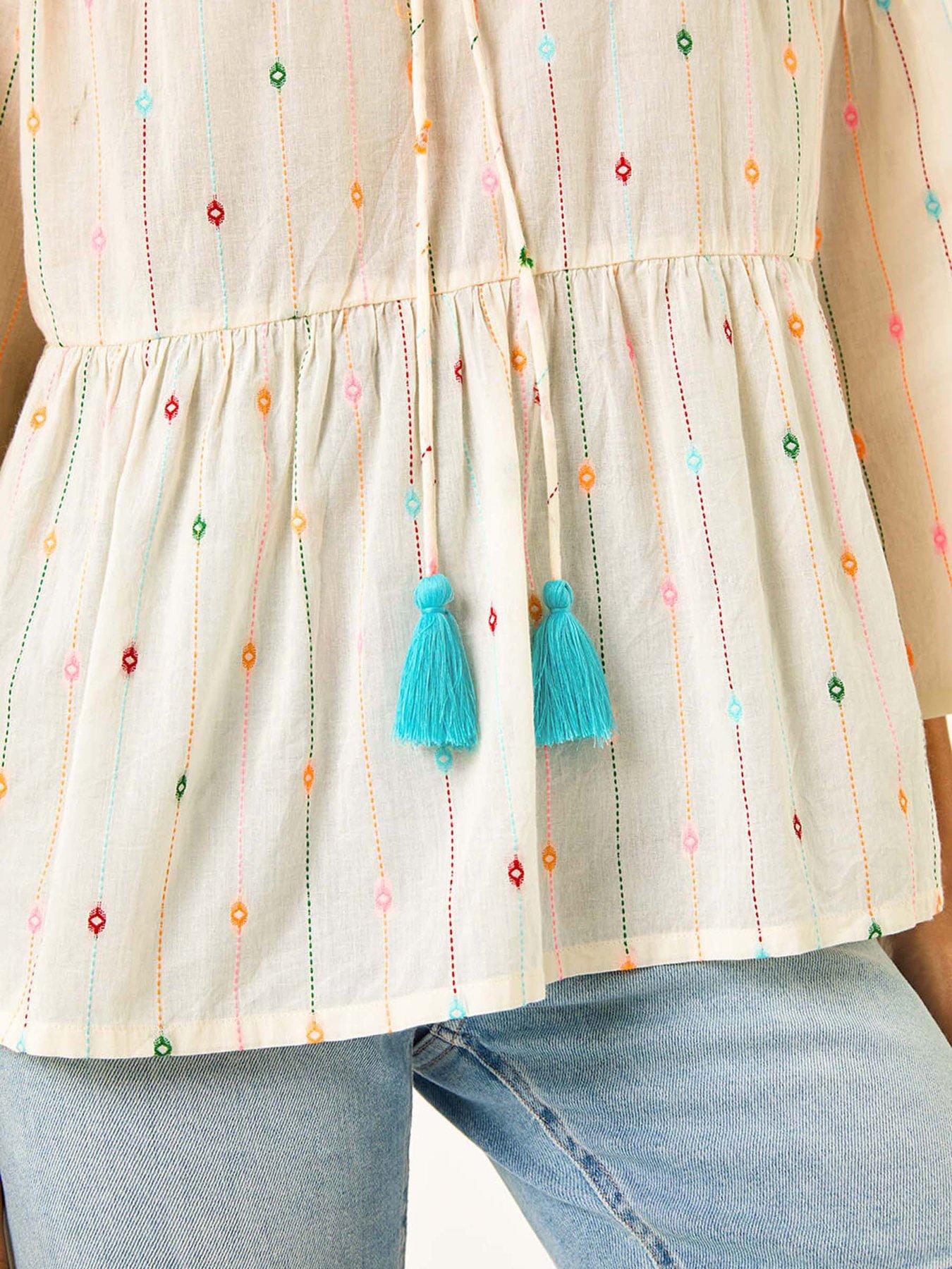  image of roman-petite-embroidered-cotton-smock-top