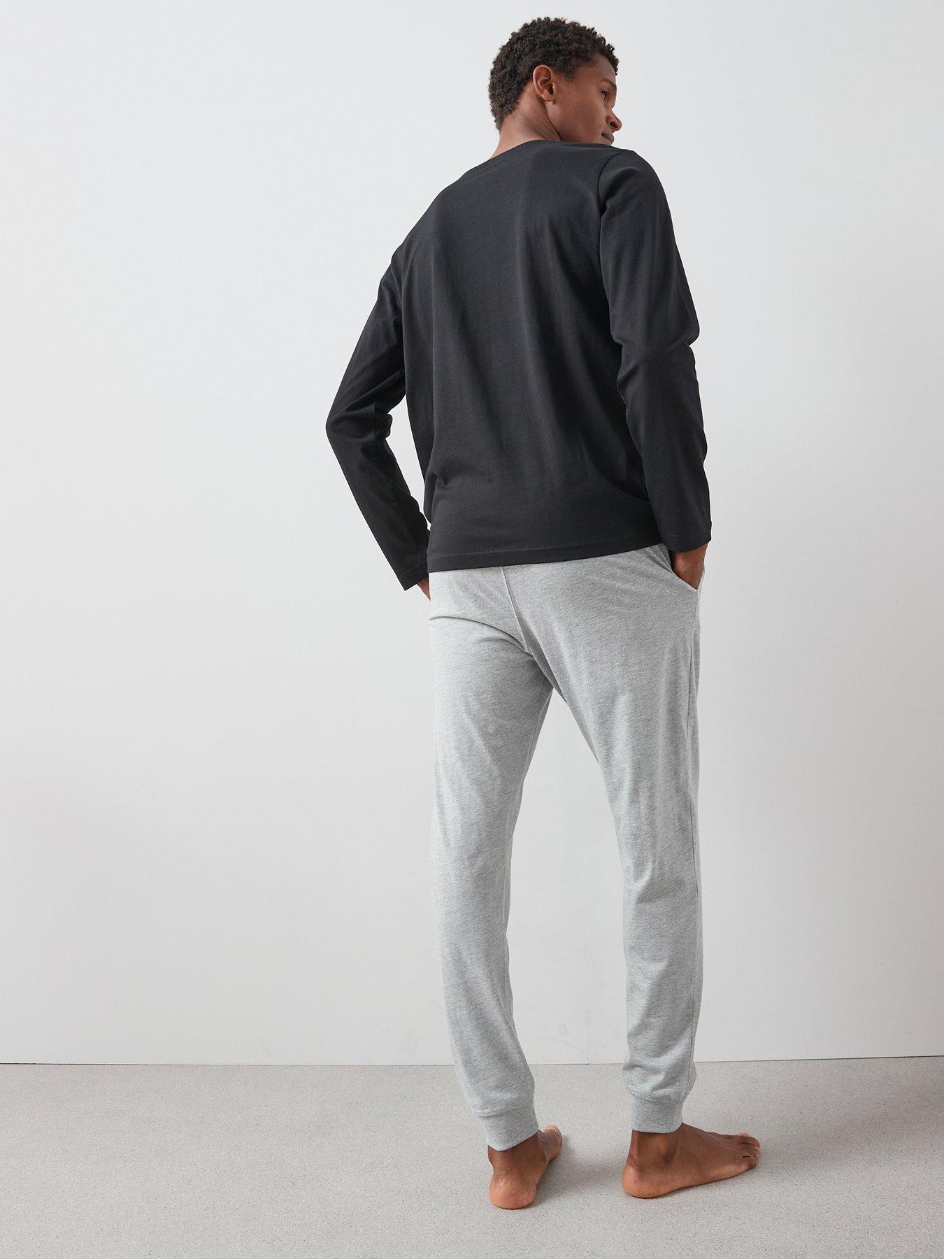 Image 2 of 6 of The Very Collection Long Sleeve T-Shirt And Jogger PJ Set - Grey/Black