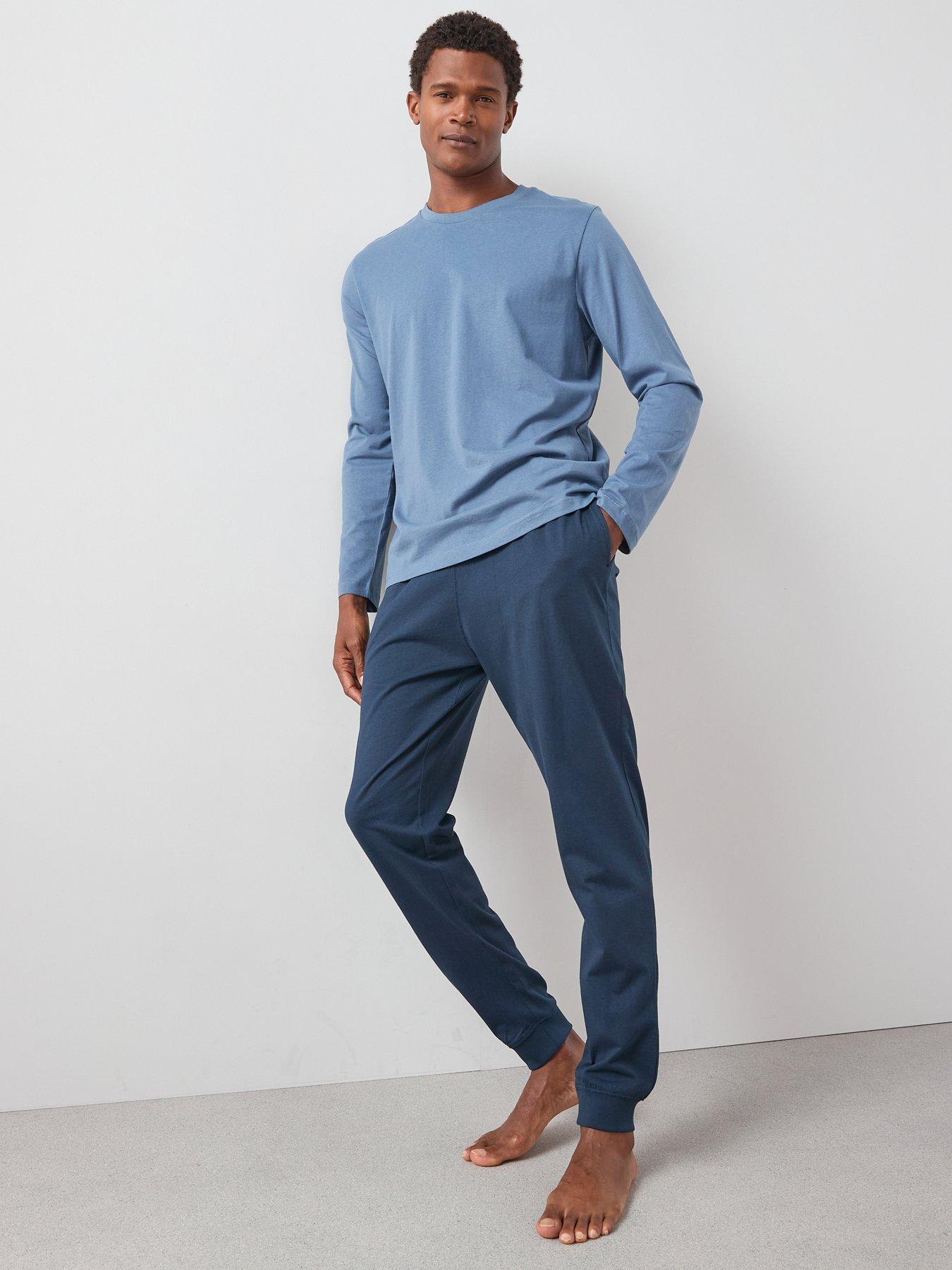 undefined Long Sleeve T-Shirt And Jogger Pj Set - Navy