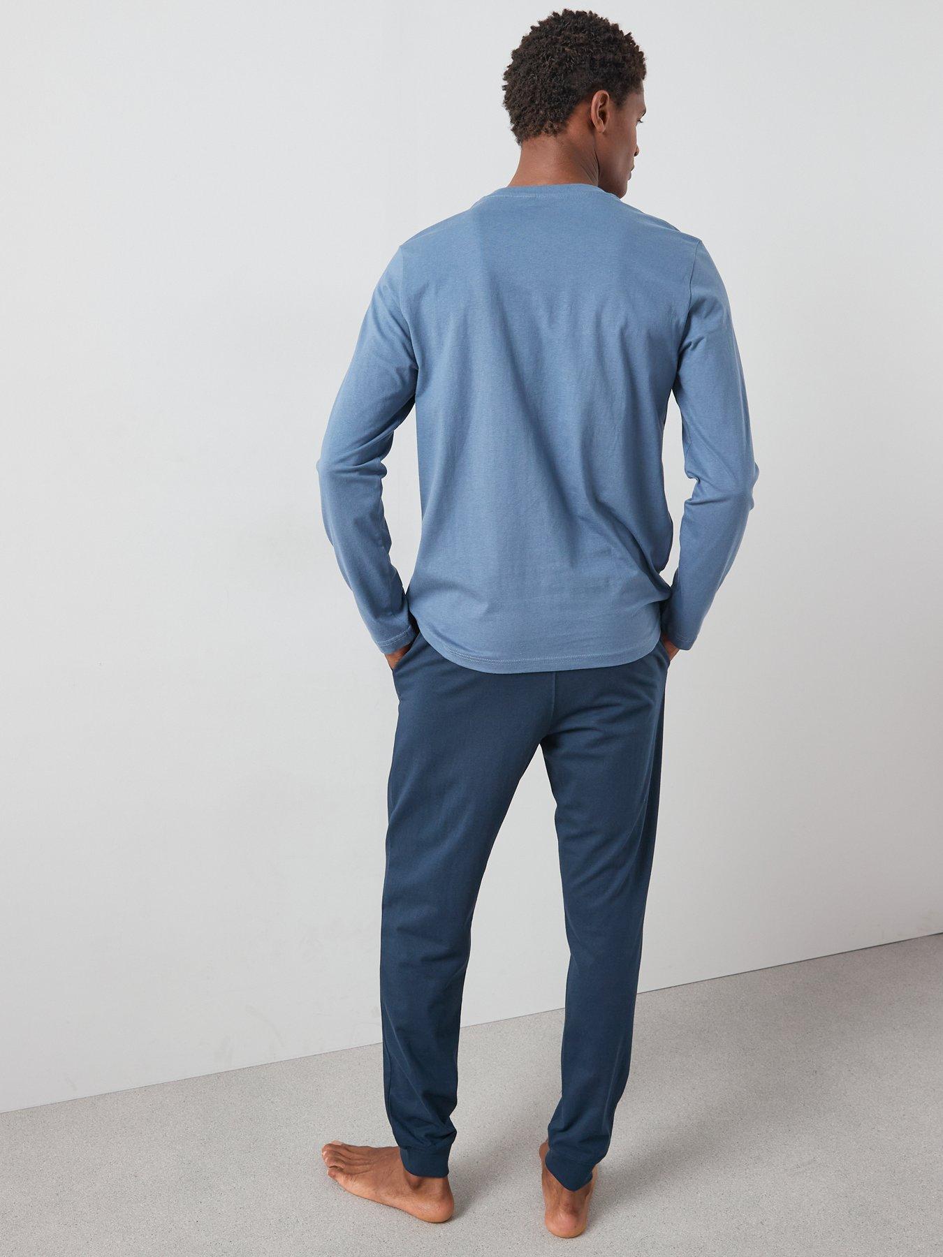 Image 2 of 5 of The Very Collection Long Sleeve T-Shirt And Jogger Pj Set - Navy