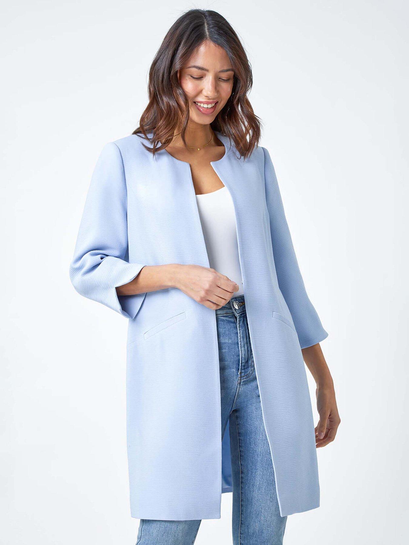 undefined 3/4 Sleeve Textured Longline Smart Jacket