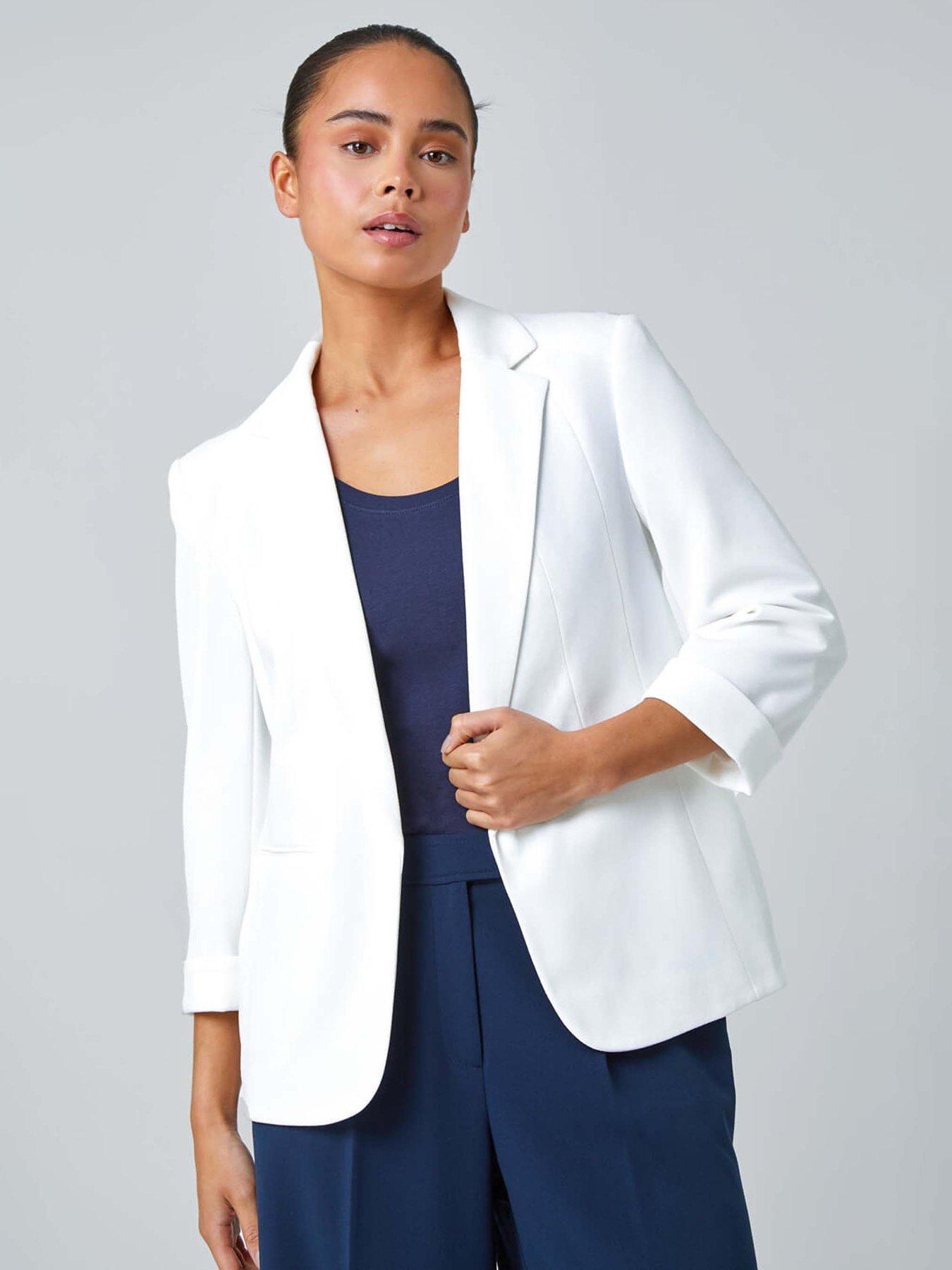 undefined Petite Classic Stretch Blazer - White