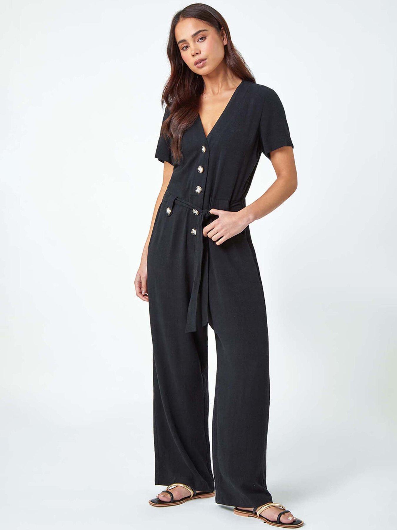 undefined Petite Linen Blend Jumpsuit
