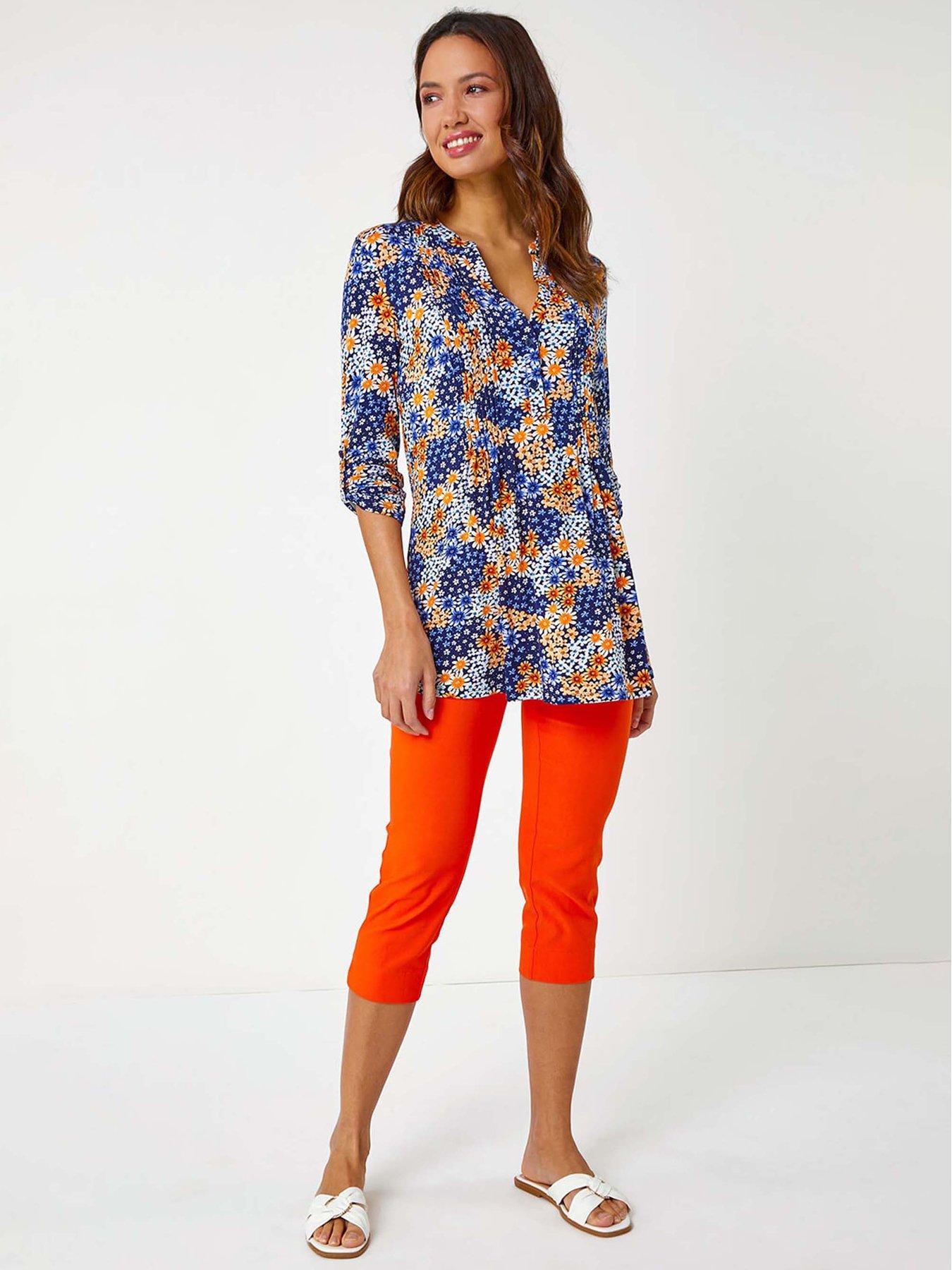  image of roman-cropped-stretch-trouser-orange