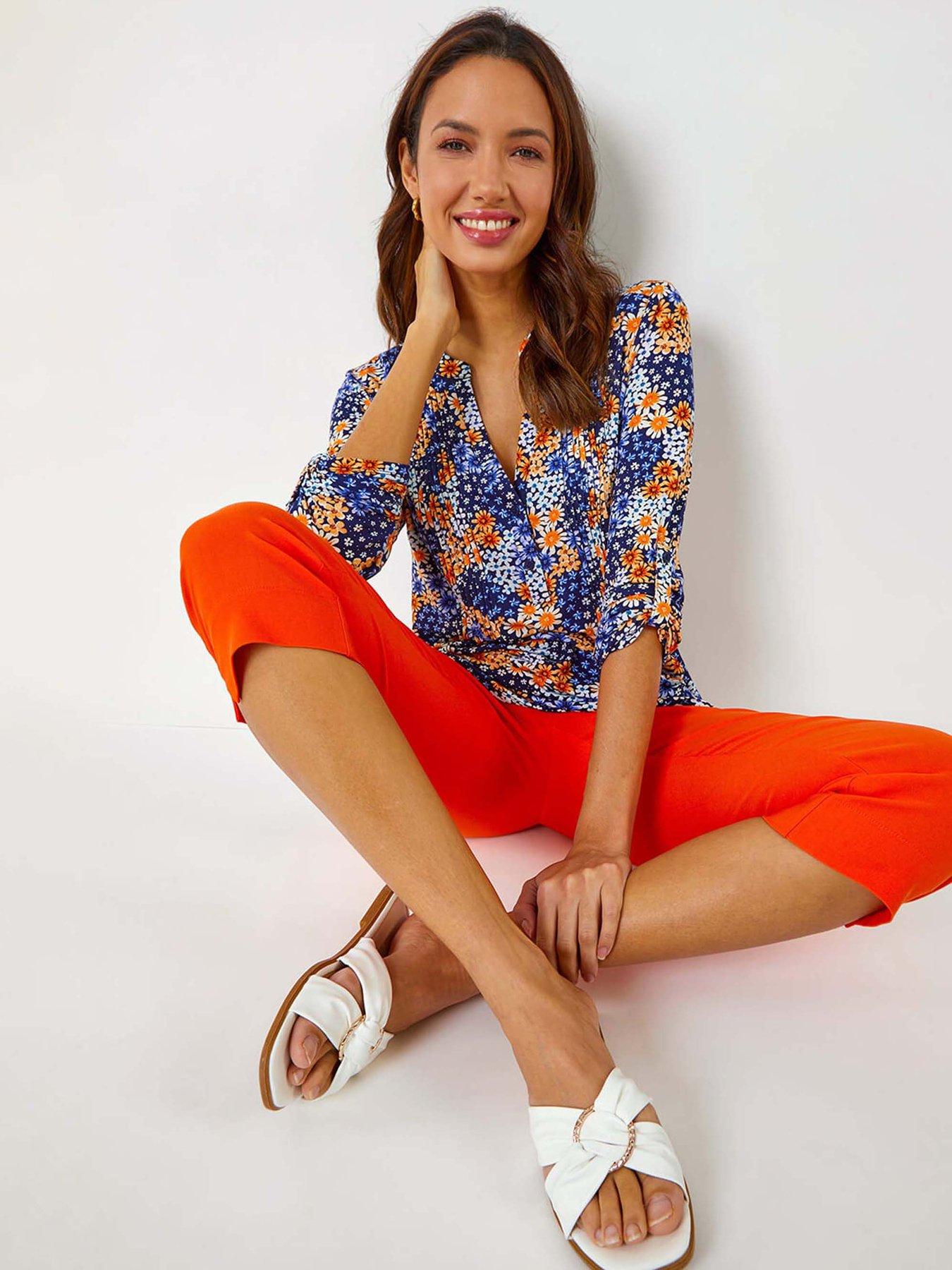  image of roman-cropped-stretch-trouser-orange