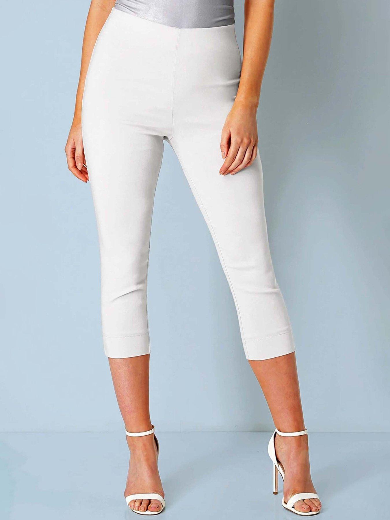 undefined Cropped Stretch Trouser - White