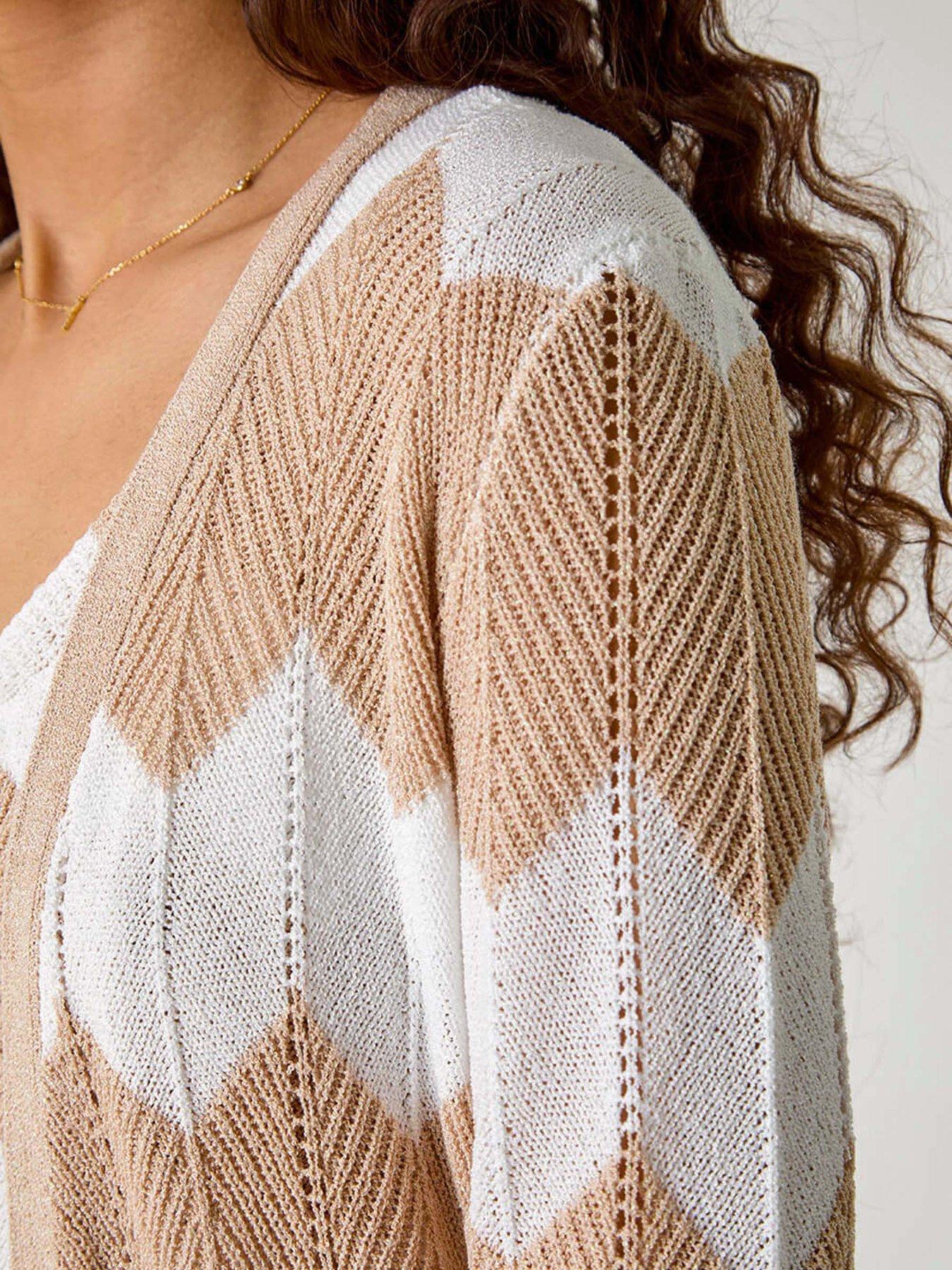  image of roman-chevron-stripe-shimmer-longline-cardigan