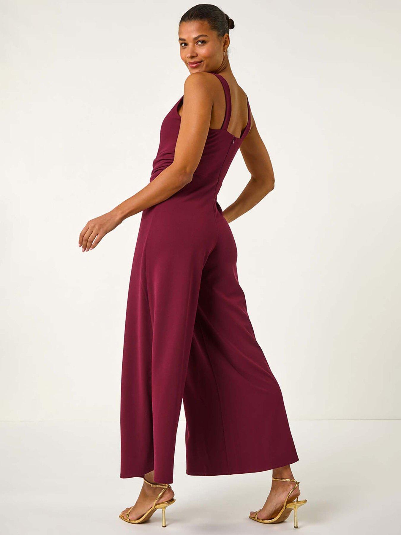 stillFront image of roman-ruched-front-crossover-jumpsuit