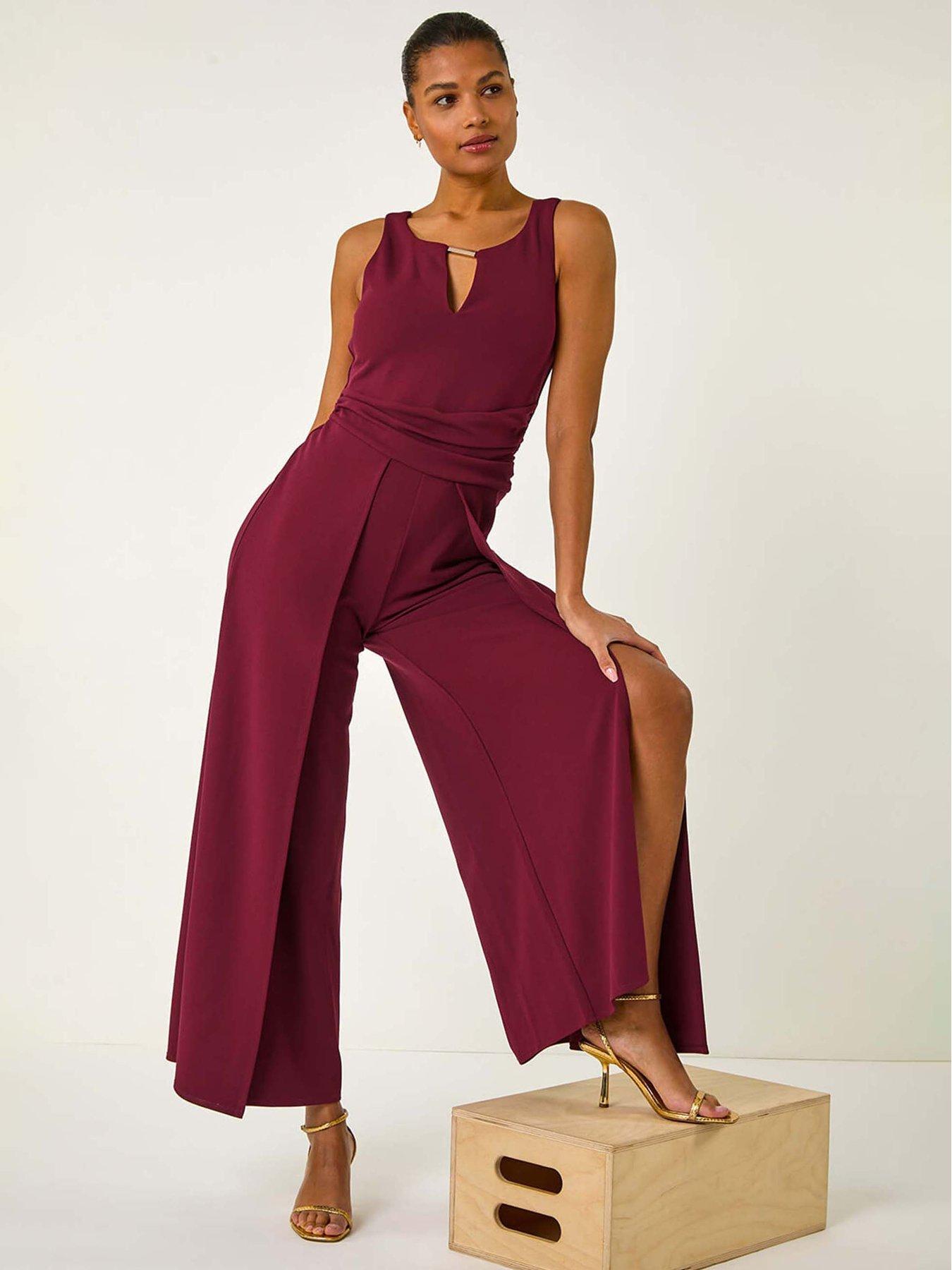  image of roman-ruched-front-crossover-jumpsuit