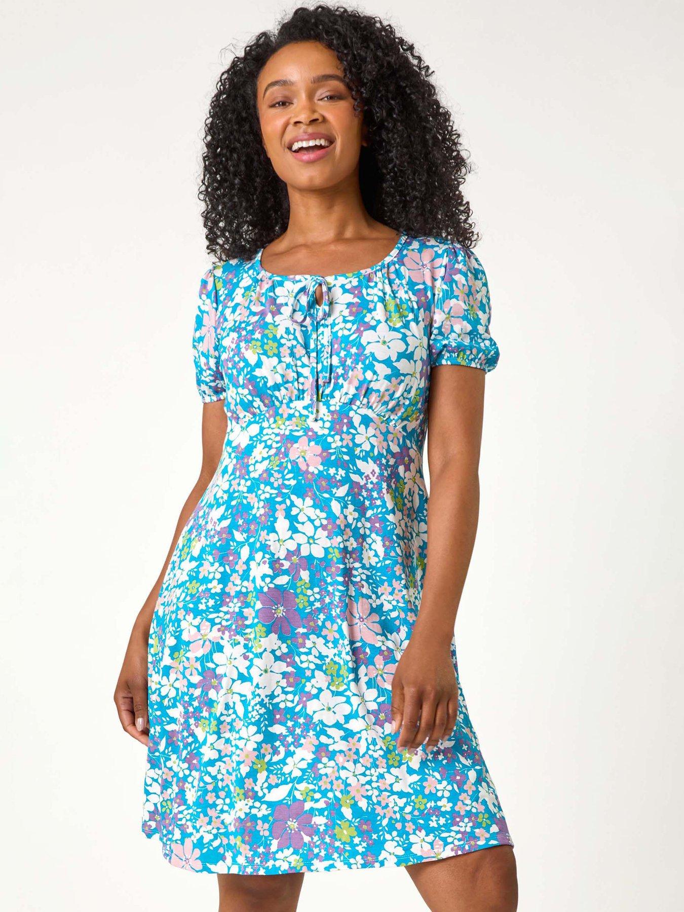  image of roman-petite-floral-print-stretch-dress