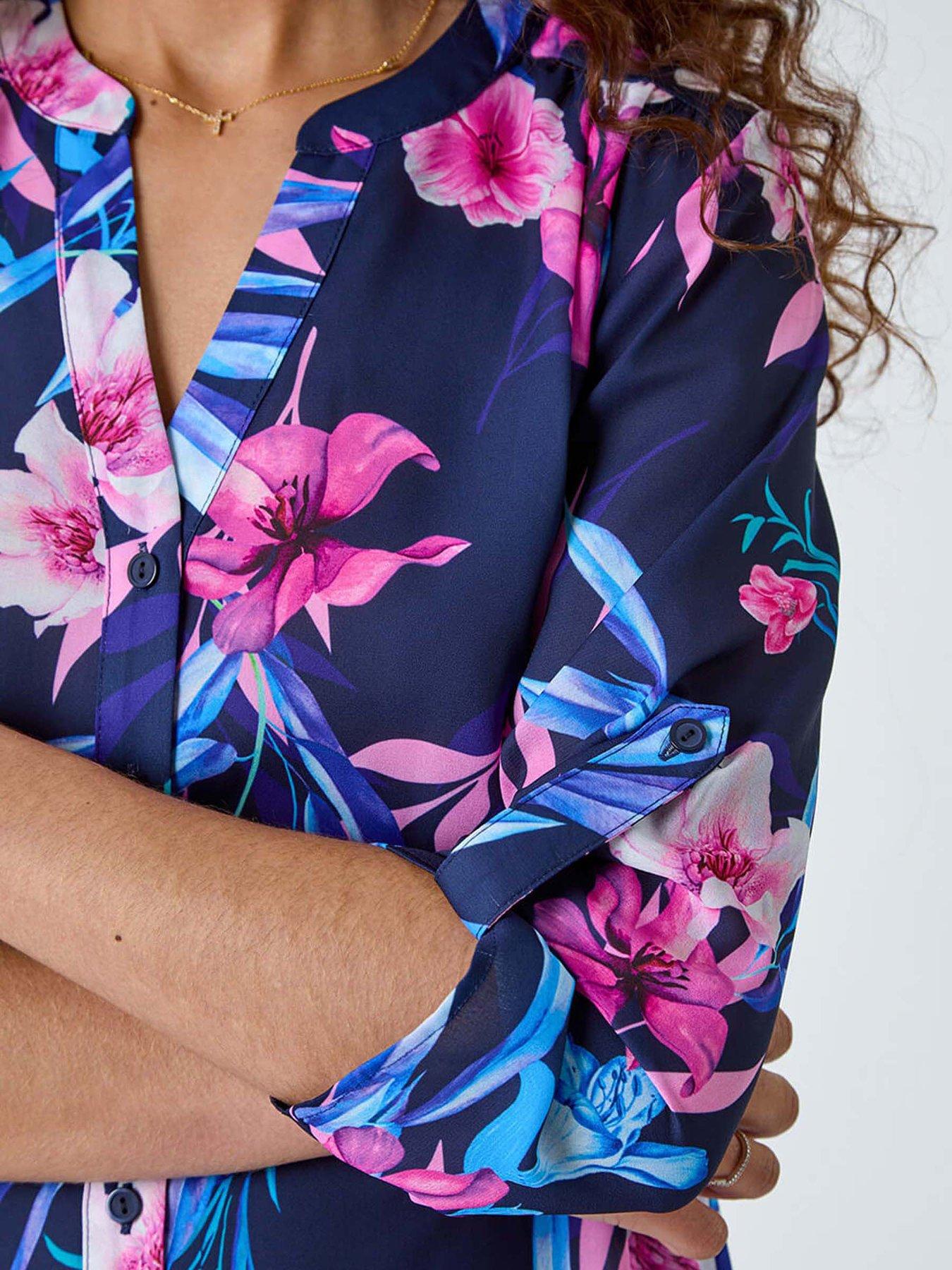  image of roman-tropical-print-longline-blouse