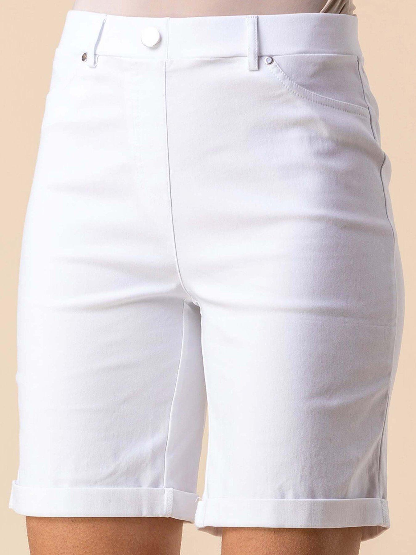 undefined Elastic Waist Turn Up Stretch Shorts