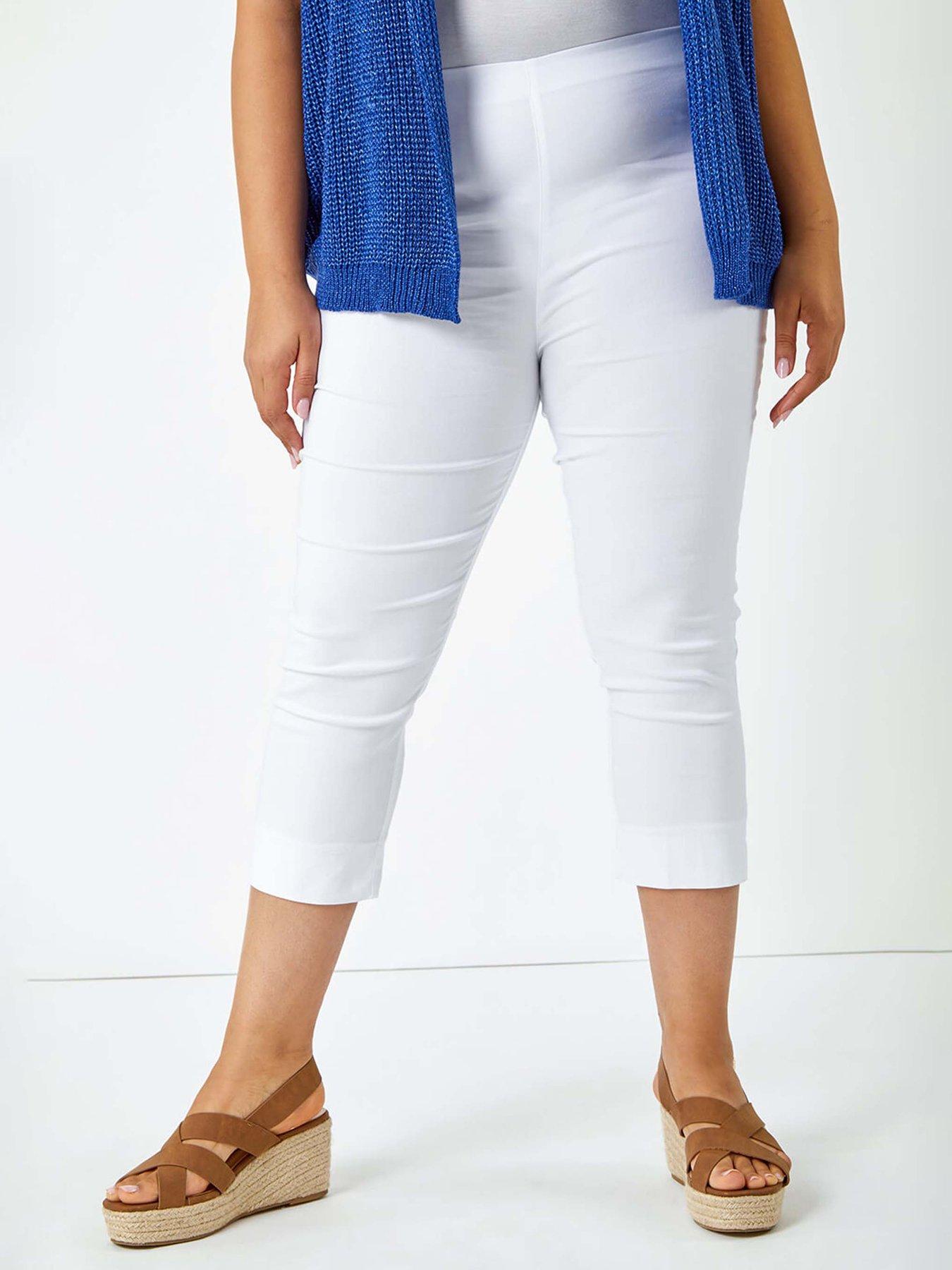 undefined Curve Cropped Stretch Trouser - White