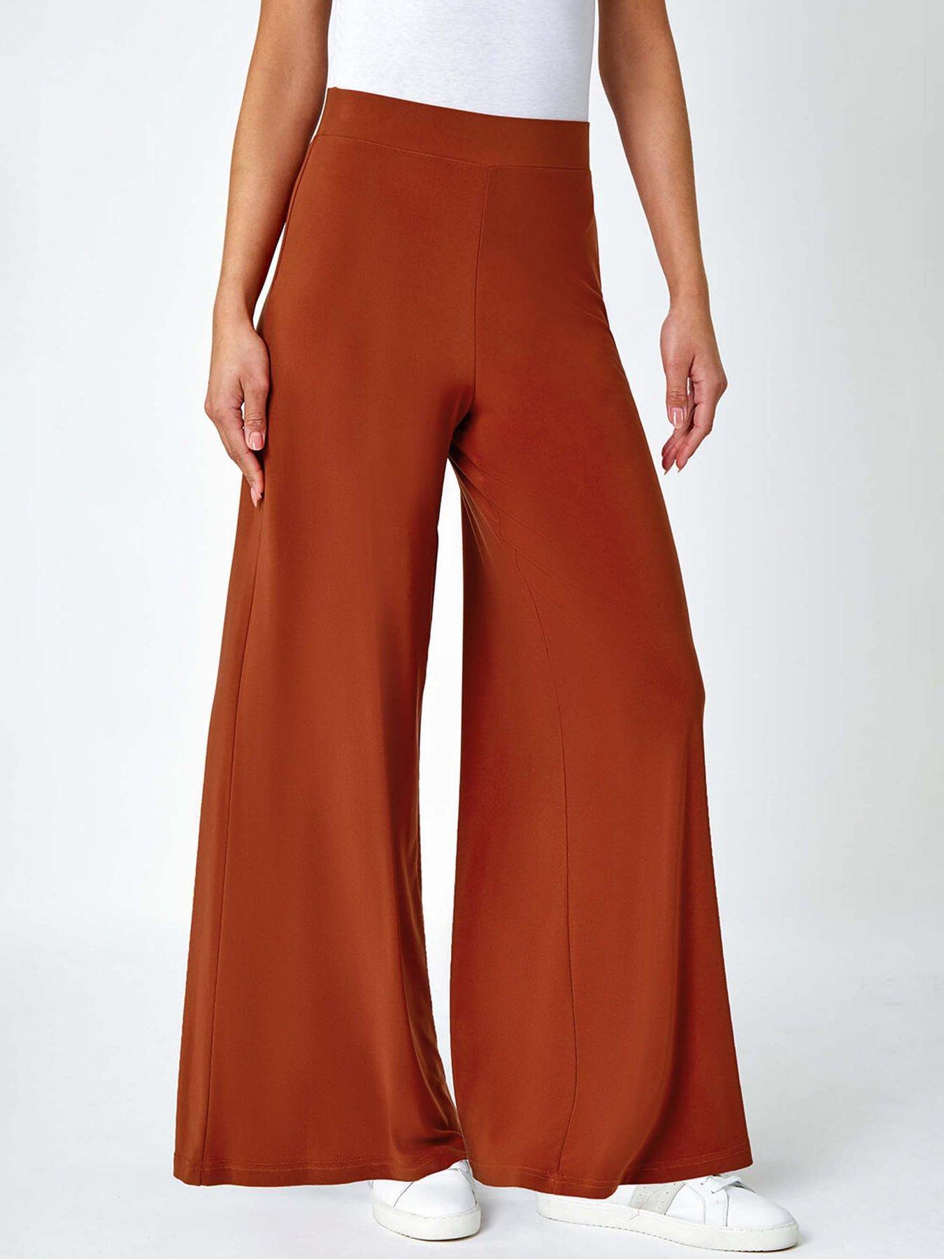 undefined Elastic Waist Wide Leg Stretch Trousers