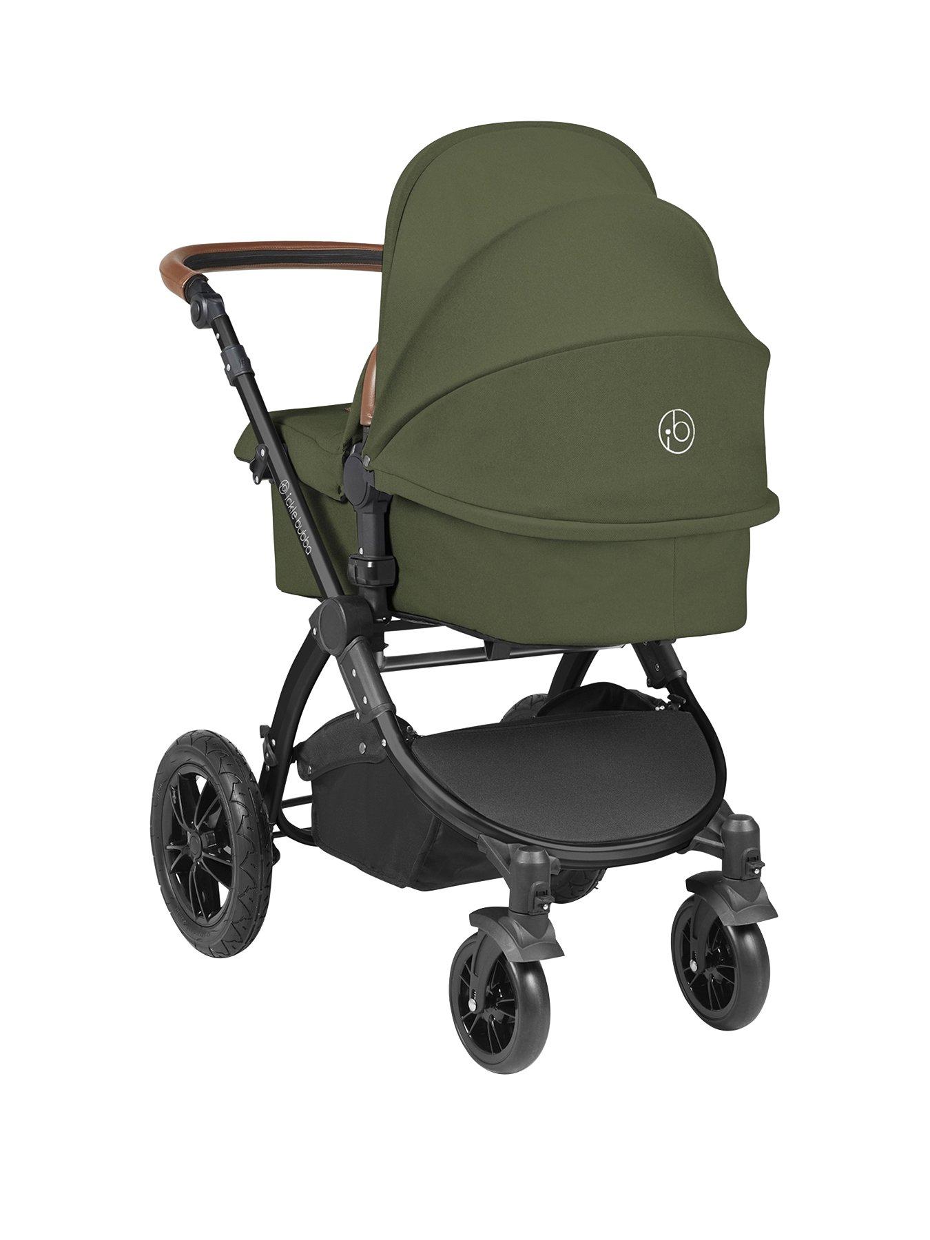  image of ickle-bubba-stomp-luxe-12-piece-travel-system-with-i-size-cirrus-car-seat-amp-isofix-base-black-woodland-tan