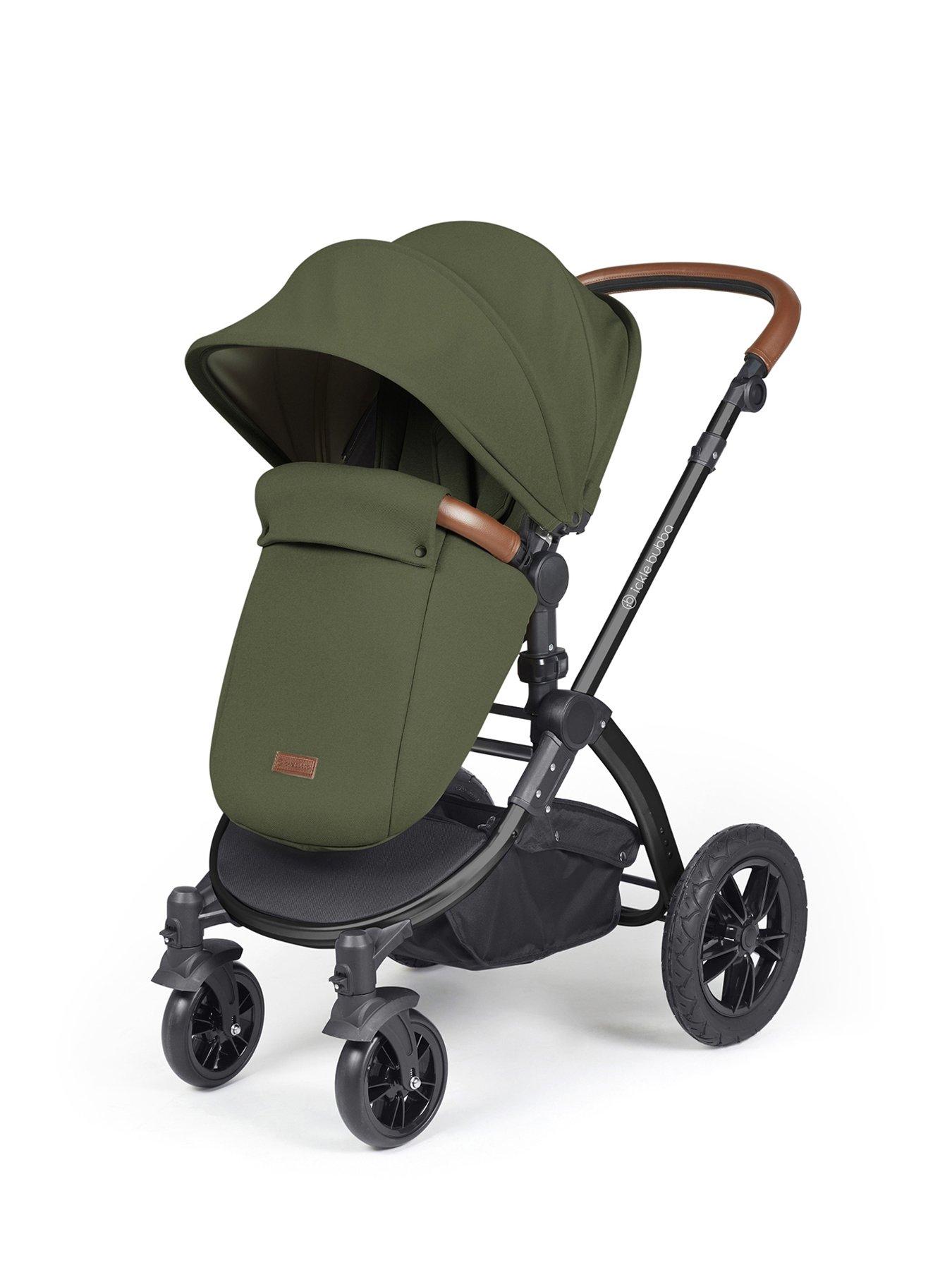  image of ickle-bubba-stomp-luxe-12-piece-travel-system-with-i-size-cirrus-car-seat-amp-isofix-base-black-woodland-tan