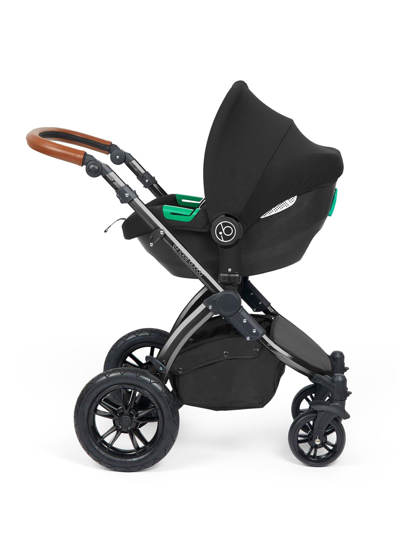  image of ickle-bubba-stomp-luxe-12-piece-travel-system-with-i-size-cirrus-car-seat-amp-isofix-base-black-woodland-tan