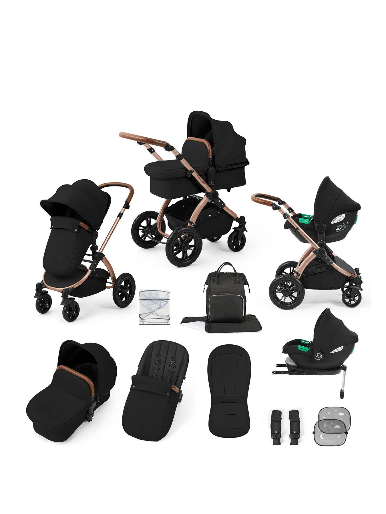 Ickle Bubba Stomp Luxe 12 Piece Travel System with i-Size Cirrus Car Seat  &  ISOFIX Base - Bronze / Midnight / Tan