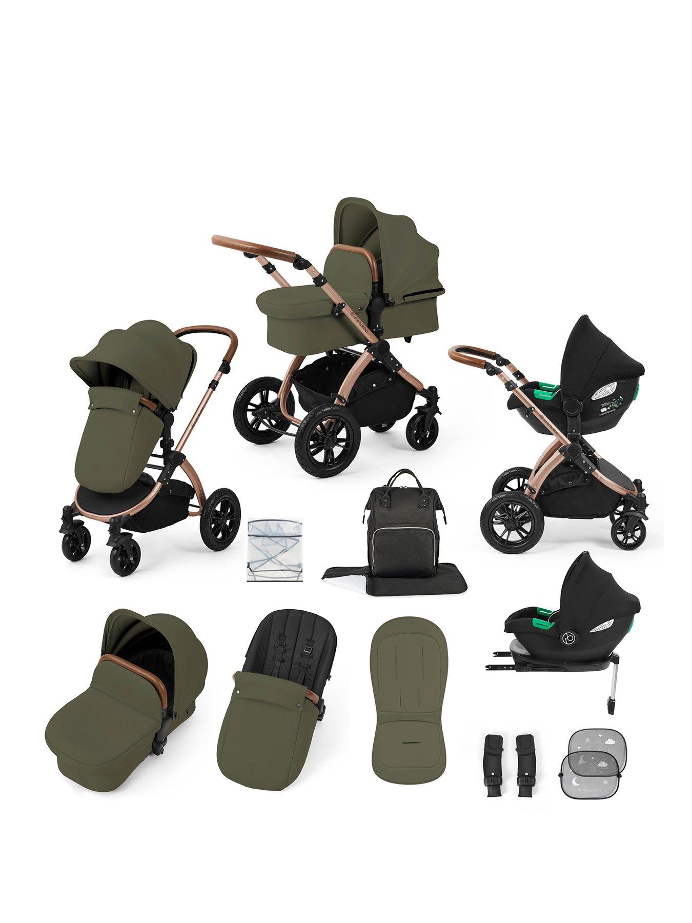 Ickle Bubba Stomp Luxe 12 Piece Travel System with i-Size Cirrus Car Seat  &  ISOFIX Base - Bronze / Woodland / Tan