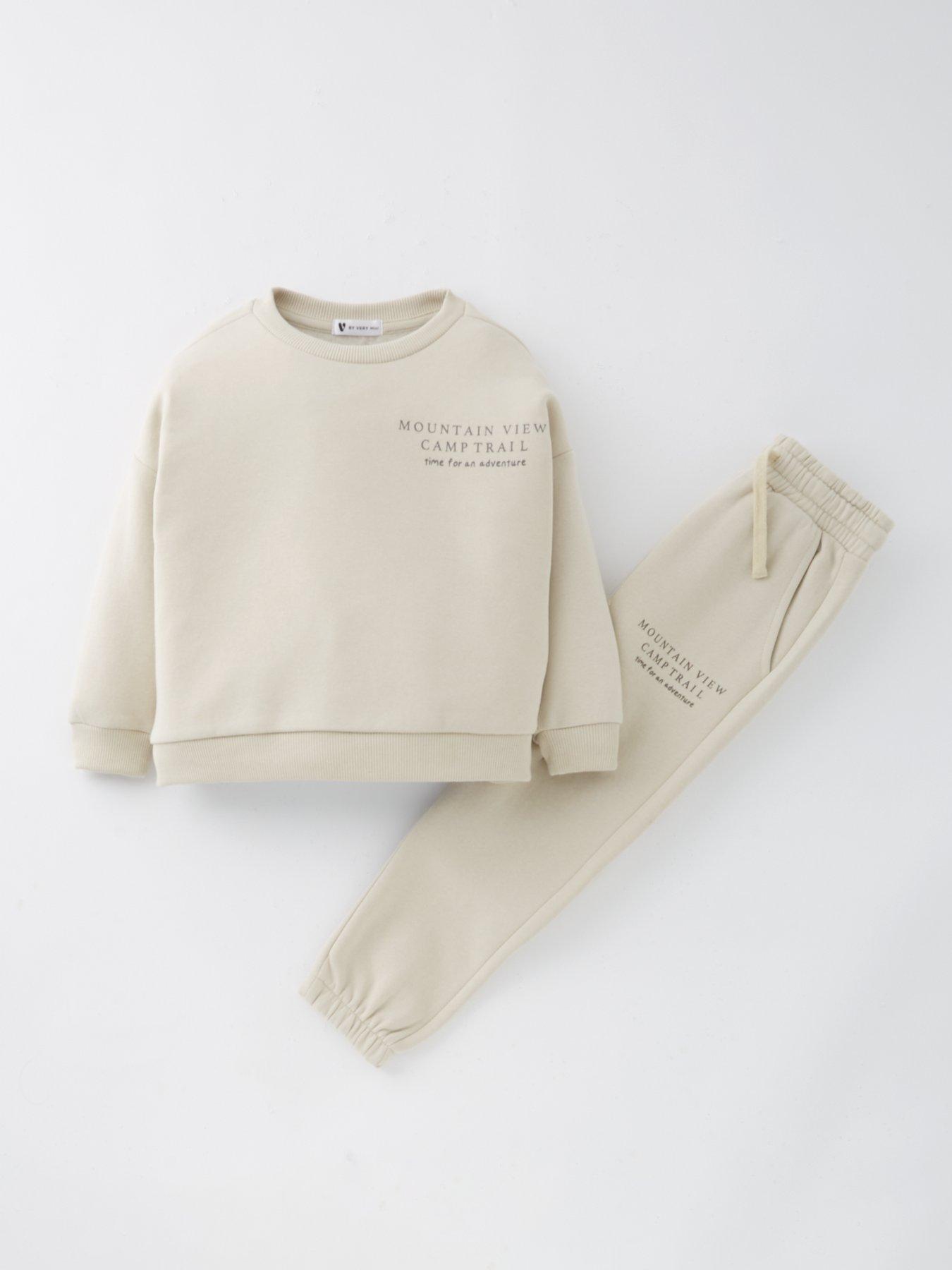 Image 1 of 4 of Mini V by Very Boys Adventure Back Print Sweatshirt - Stone Beige