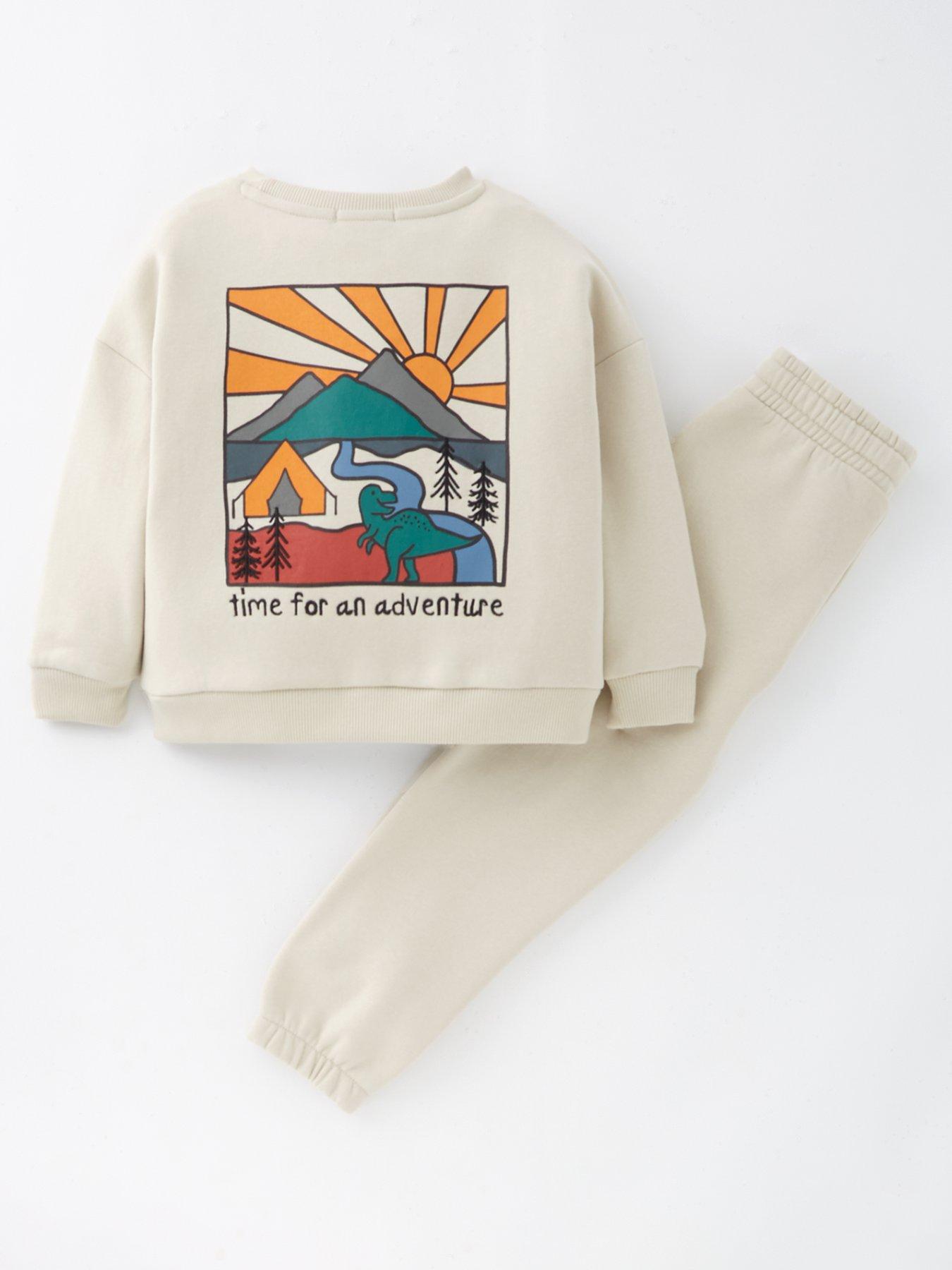 Image 2 of 4 of Mini V by Very Boys Adventure Back Print Sweatshirt - Stone Beige
