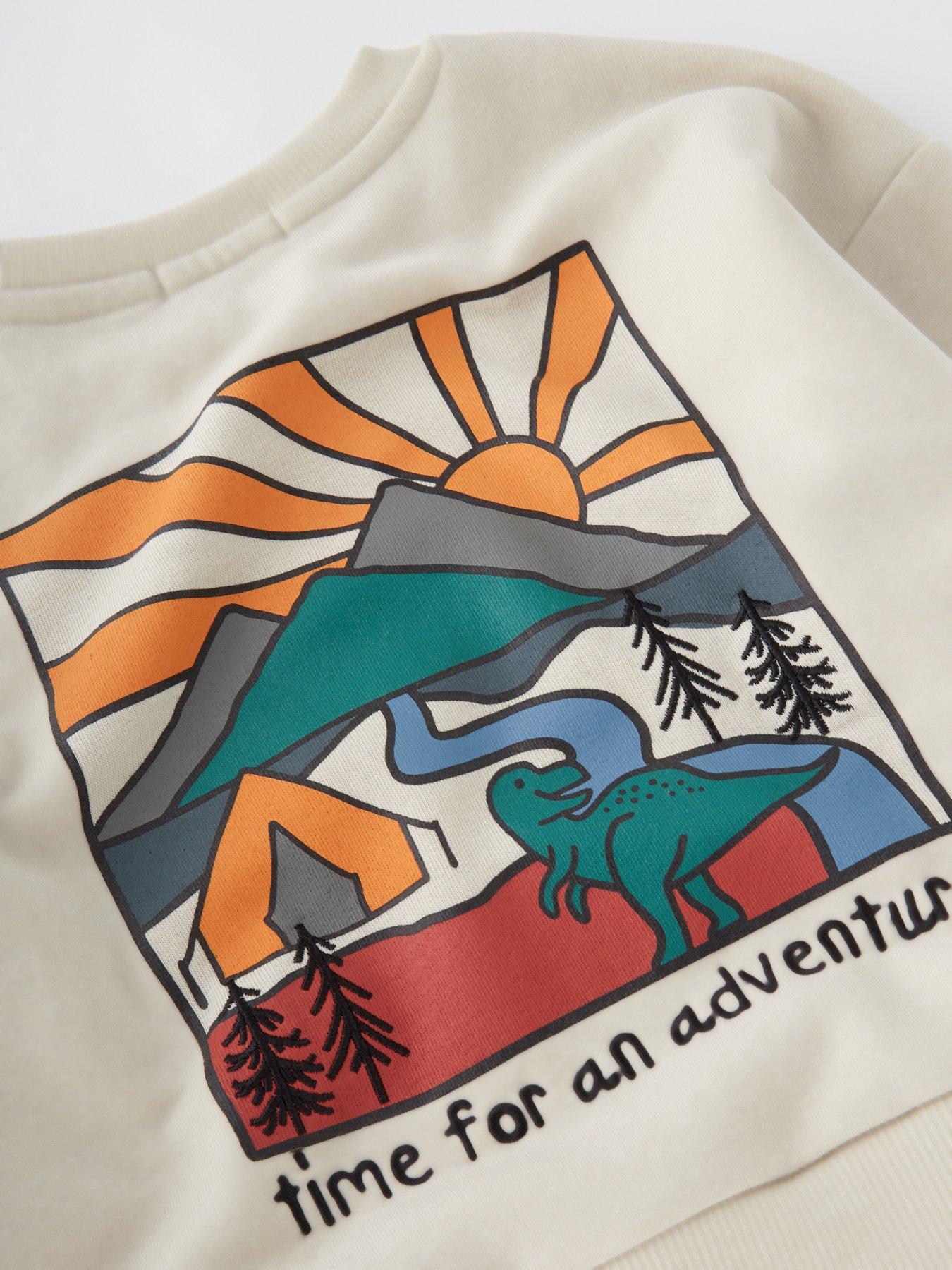 Image 4 of 4 of Mini V by Very Boys Adventure Back Print Sweatshirt - Stone Beige
