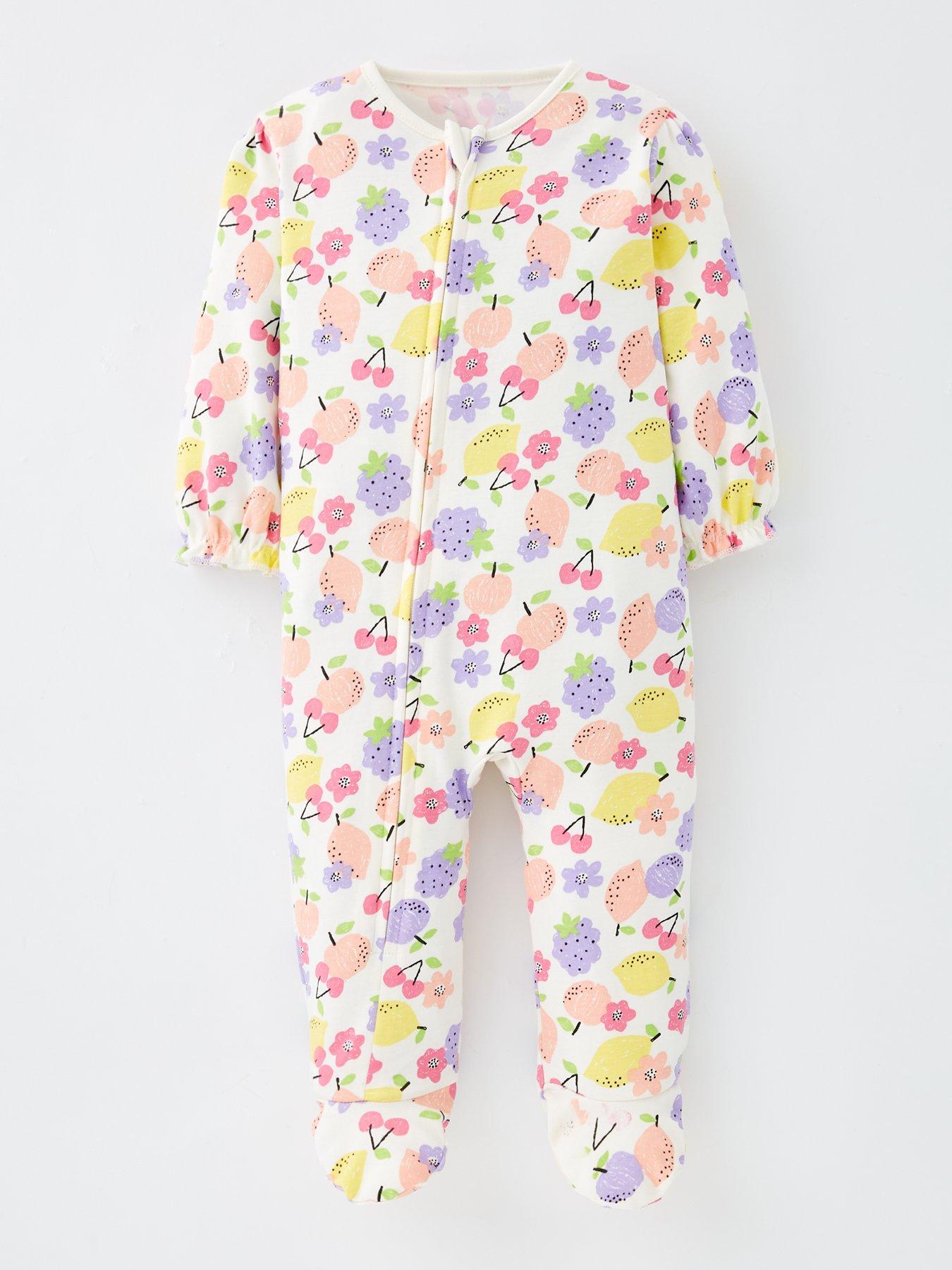 back image of mini-v-by-very-2-pack-printed-baby-girl-zip-up-sleepsuits-multi