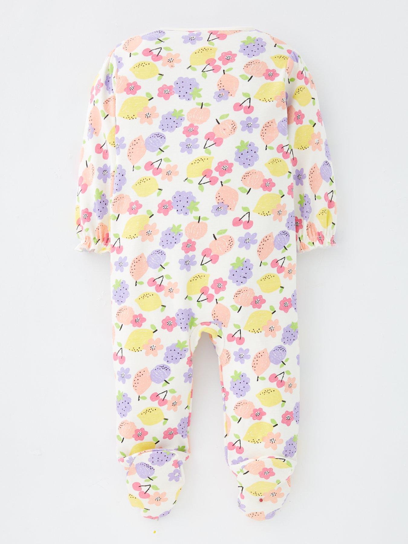  image of mini-v-by-very-2-pack-printed-baby-girl-zip-up-sleepsuits-multi