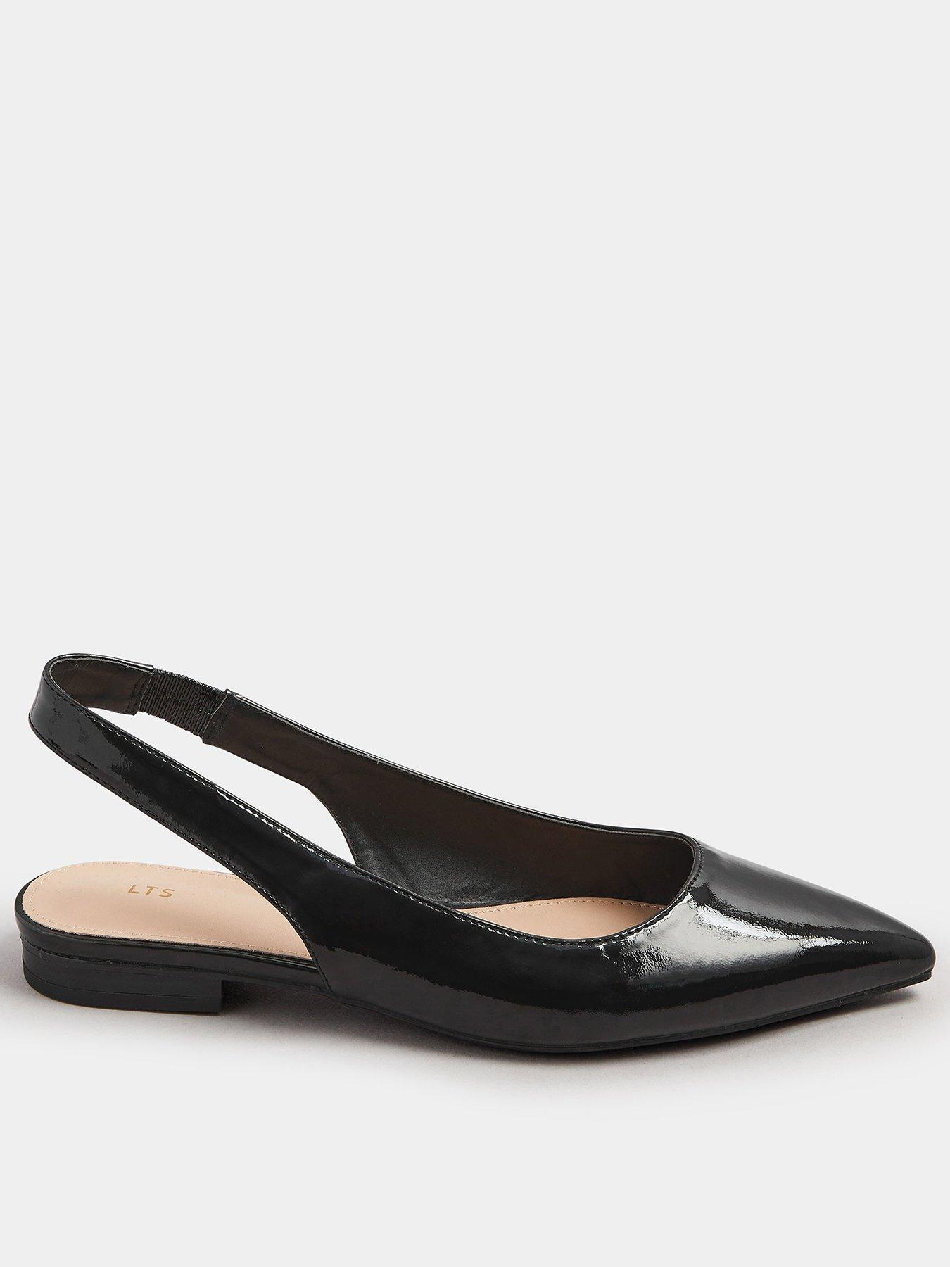 undefined Flat Patent Pointed Toe Slingbacks - Black
