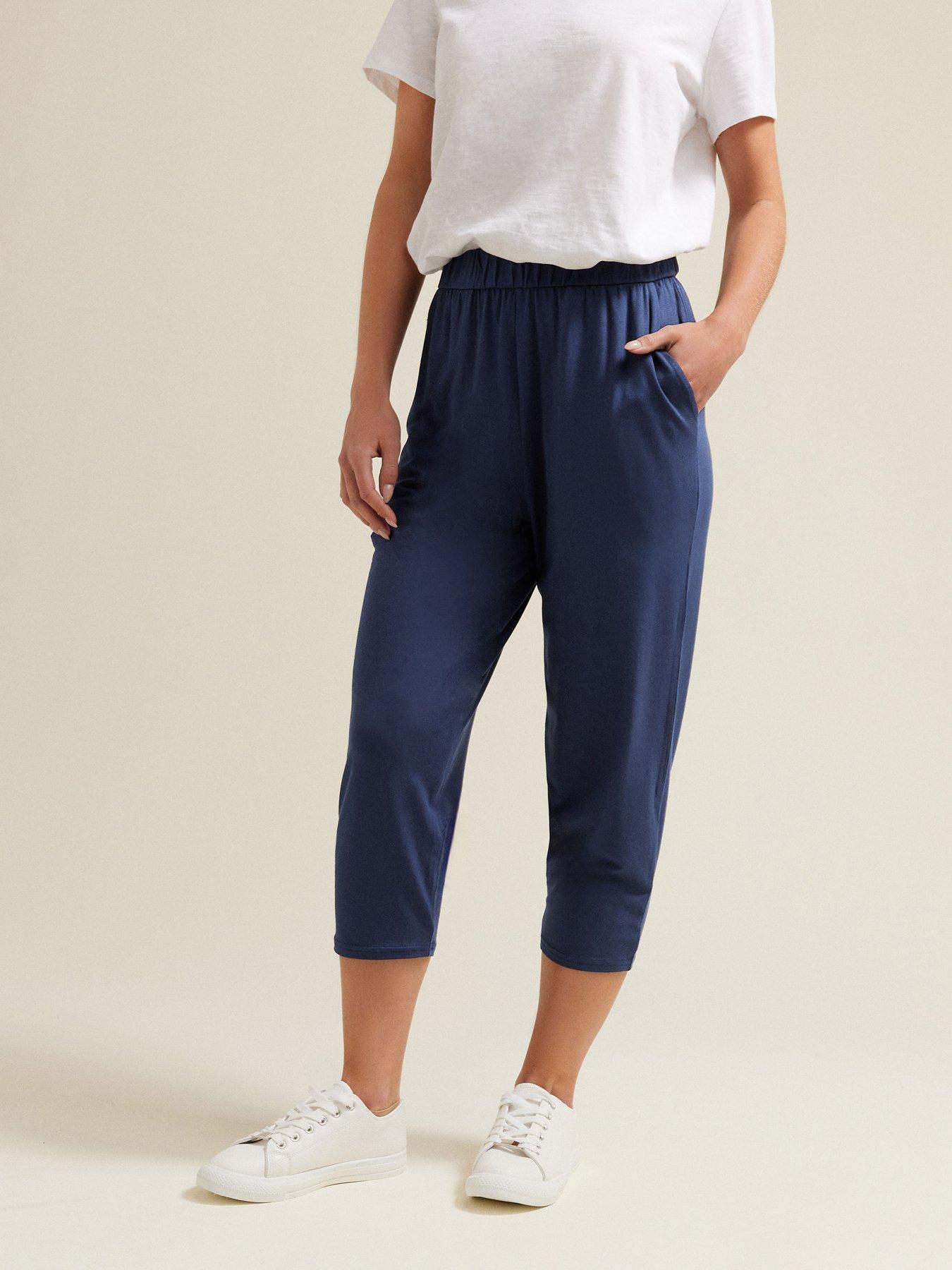 Image 1 of 4 of M&Co Petite Cropped Harem Trouser - Blue