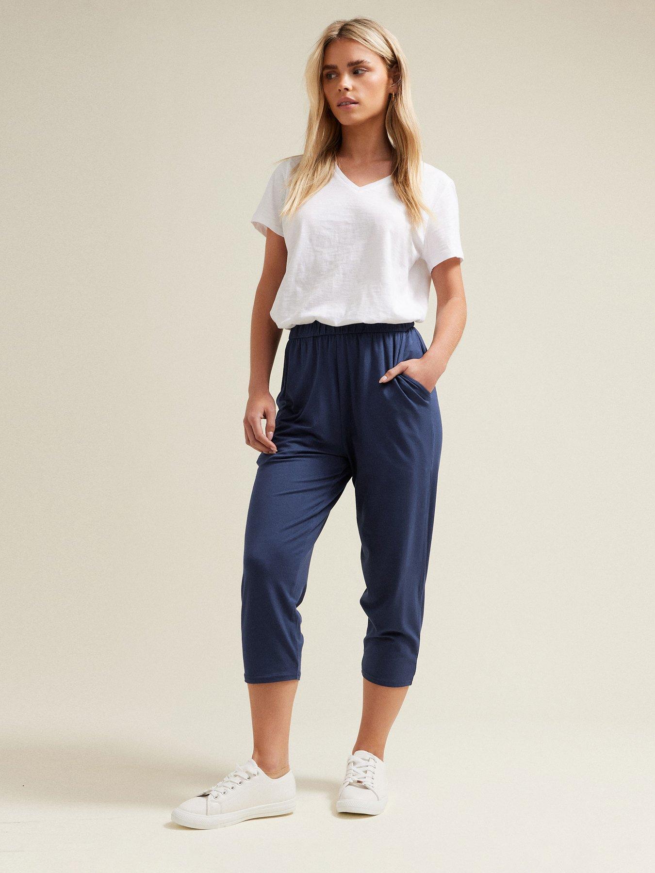 Image 3 of 4 of M&Co Petite Cropped Harem Trouser - Blue