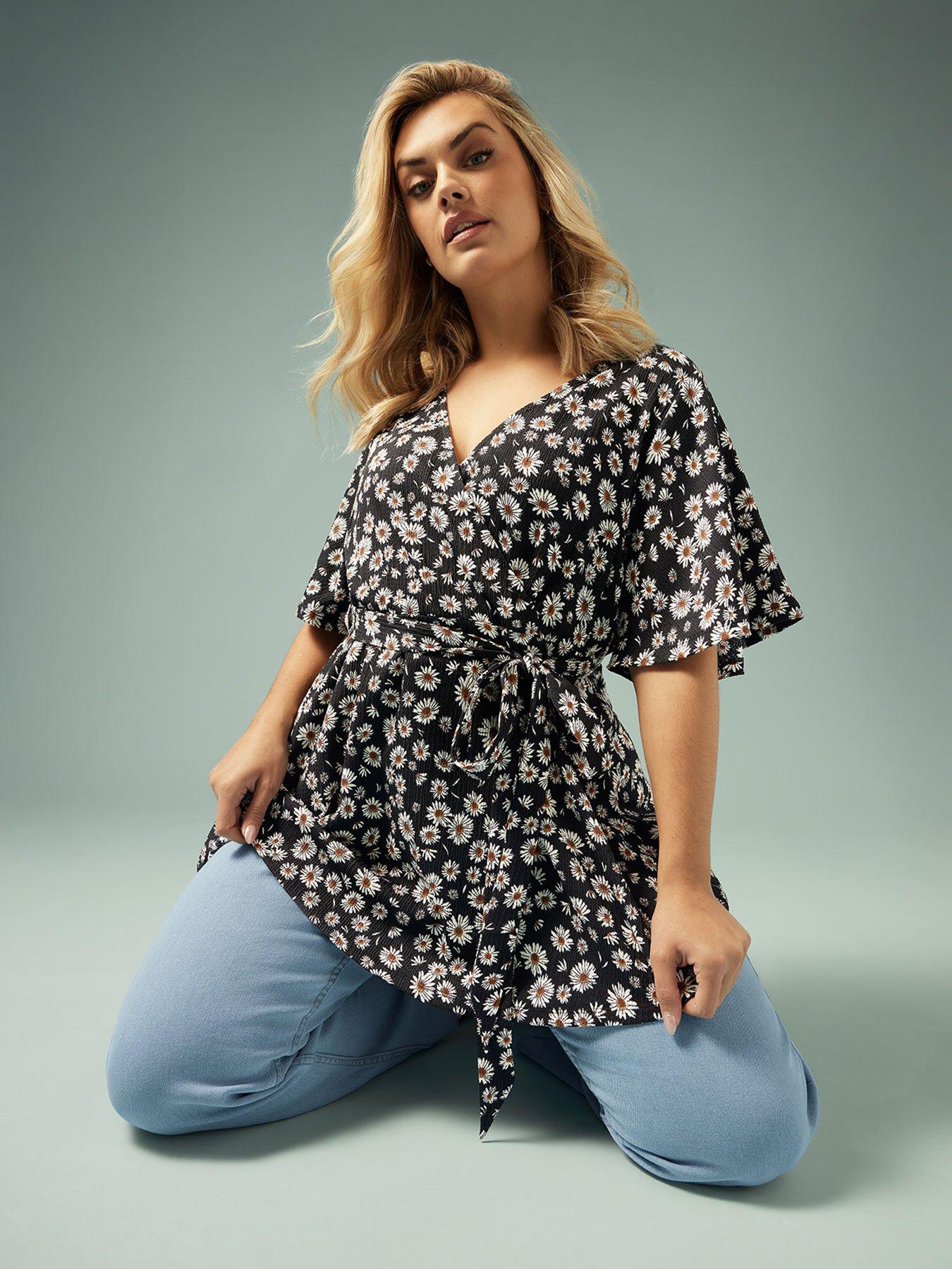 undefined Curve Angel Sleeve Wrap Top - Black