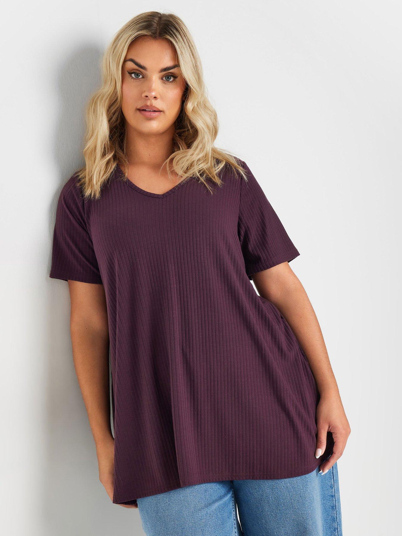 yours-curve-rib-swing-t-shirt-purple
