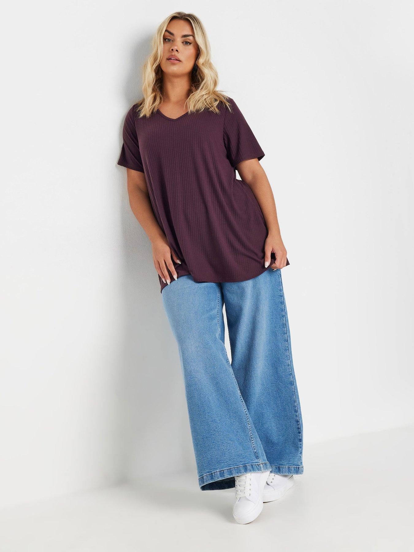  image of yours-curve-rib-swing-t-shirt-purple