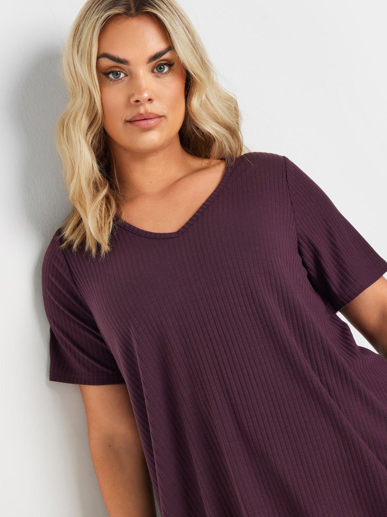  image of yours-curve-rib-swing-t-shirt-purple