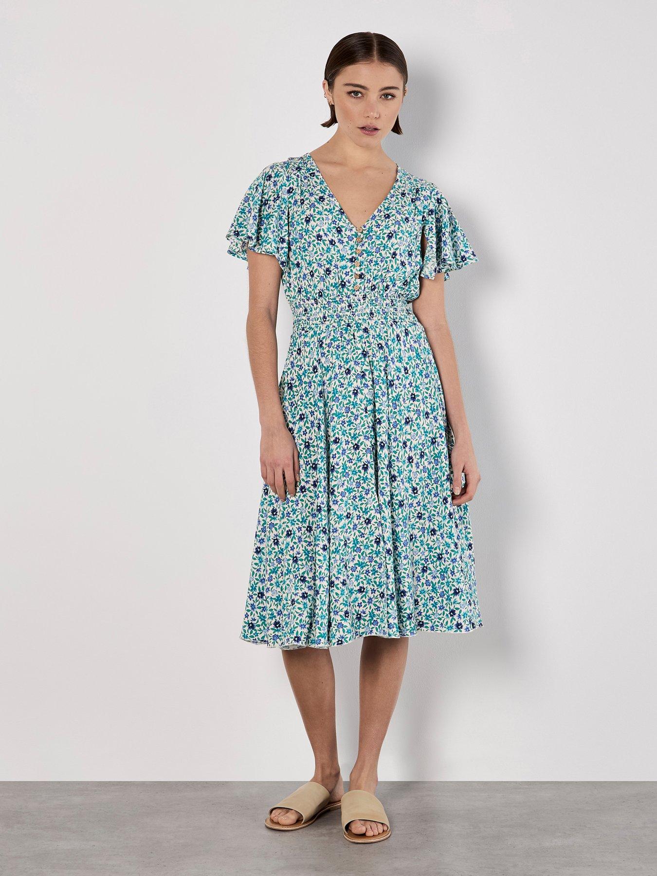 undefined Vivid Watercolour Ditsy Mini Dress - Blue