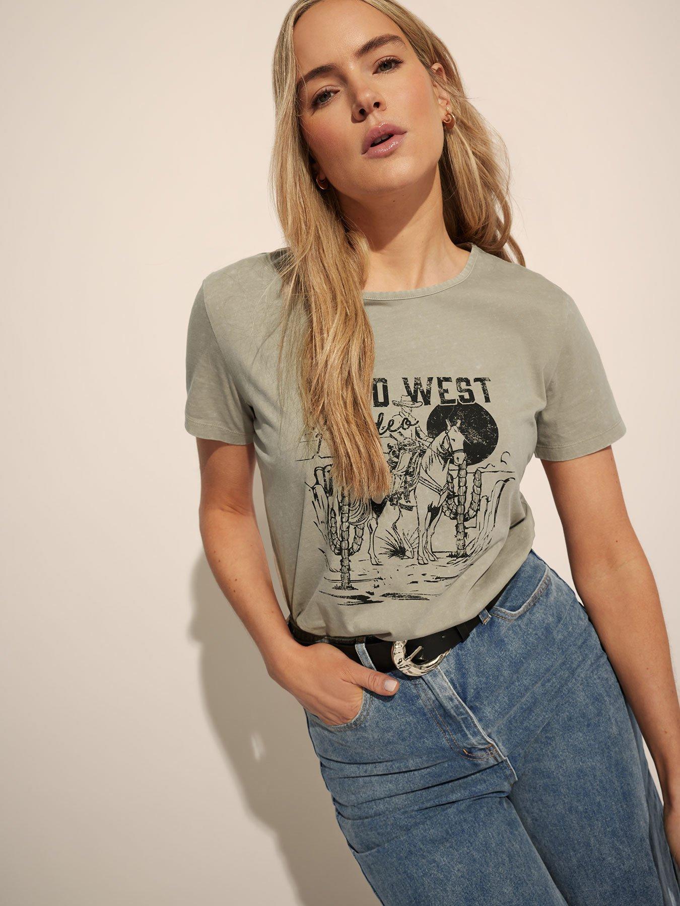 undefined Western Placement Print T-Shirt - Natural