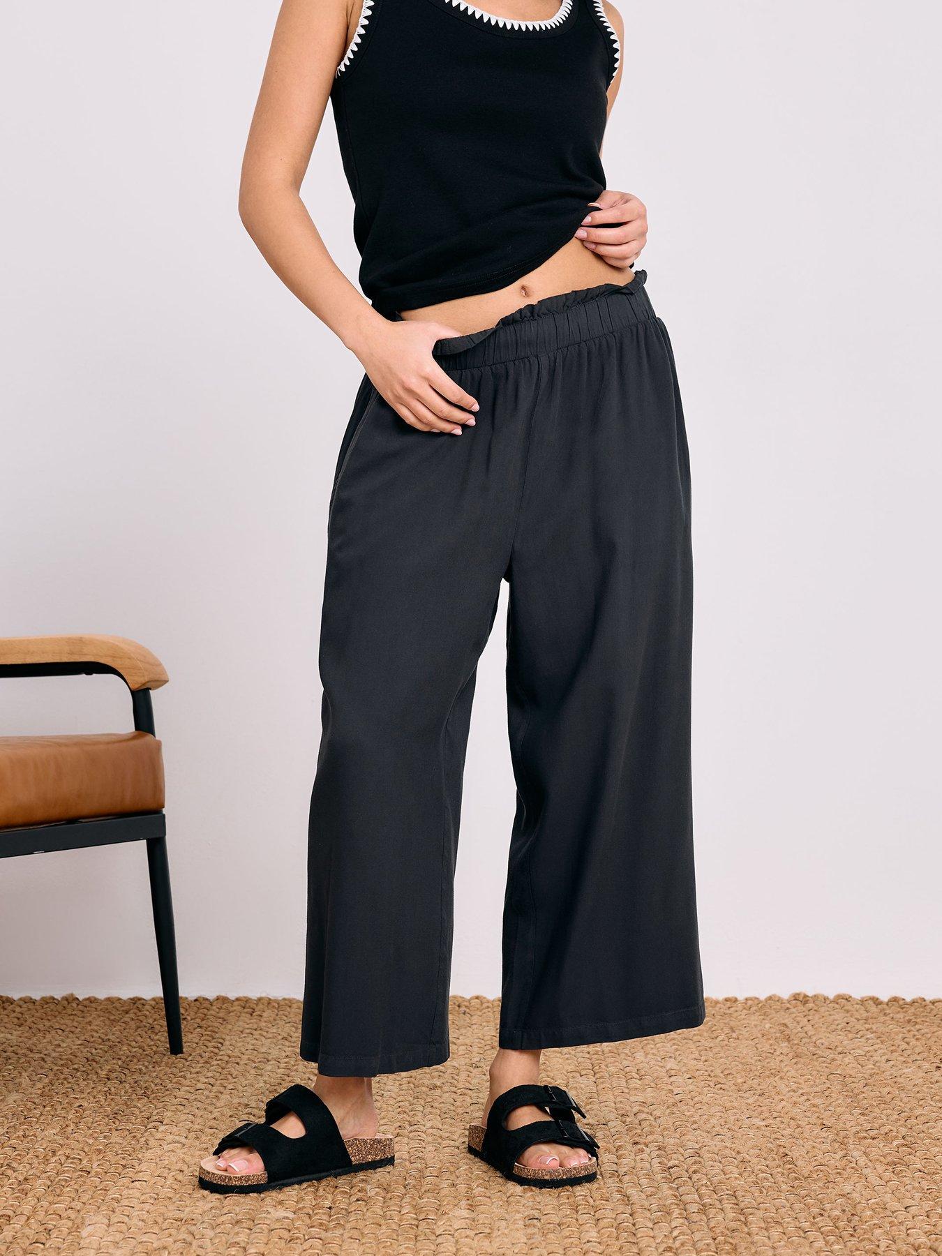 undefined Petite Acid Wash Crop Trouser