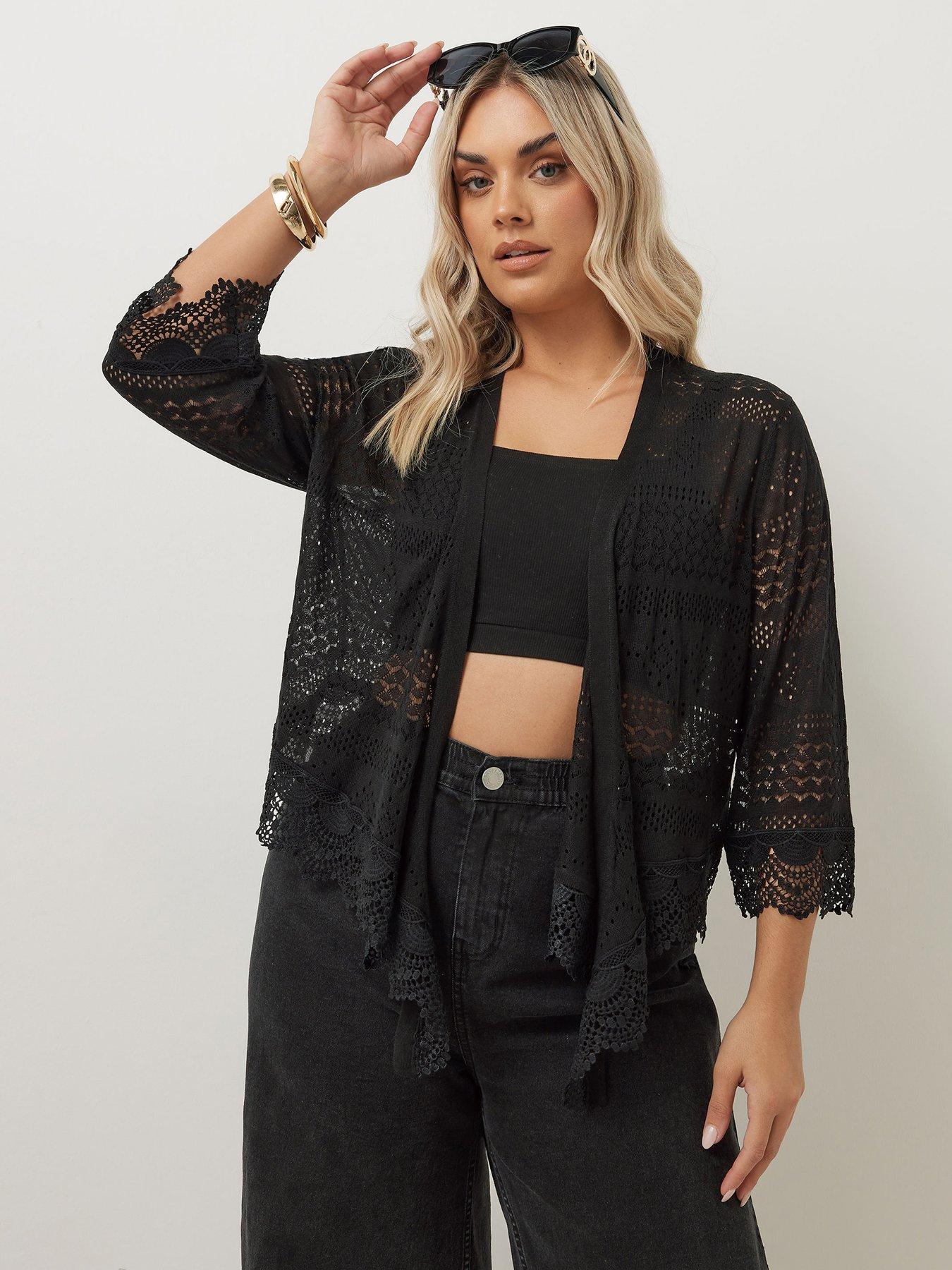 yours-curve-waterfall-lace-trim-cardigan