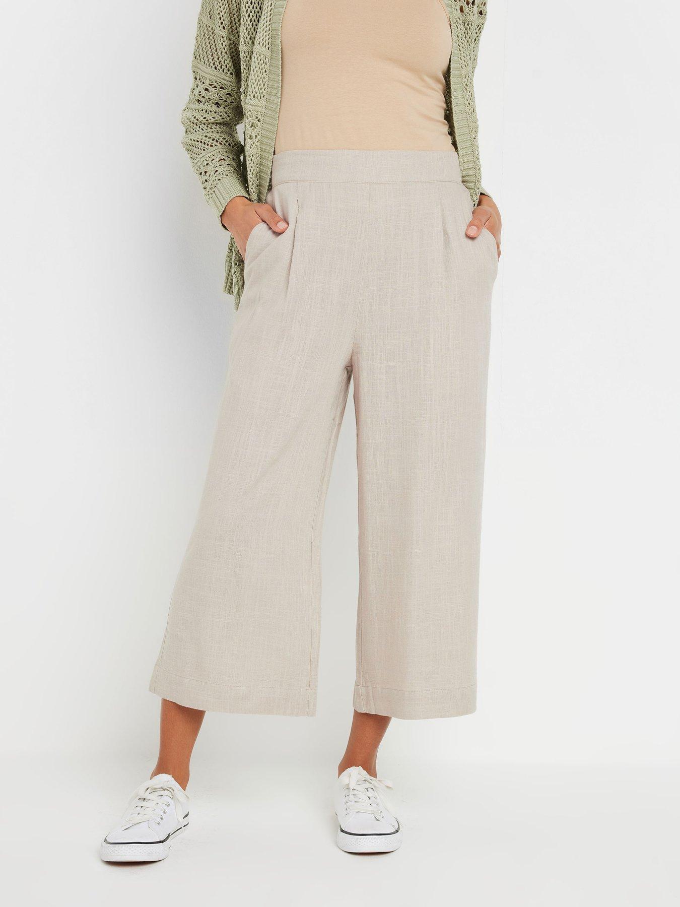 undefined Wide Leg Crop Trouser - Natural