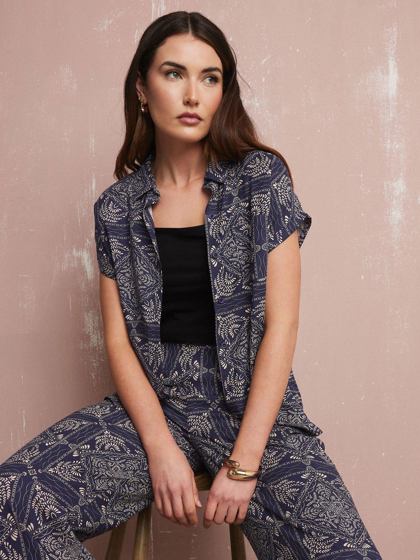  image of long-tall-sally-tall-tile-button-shirt