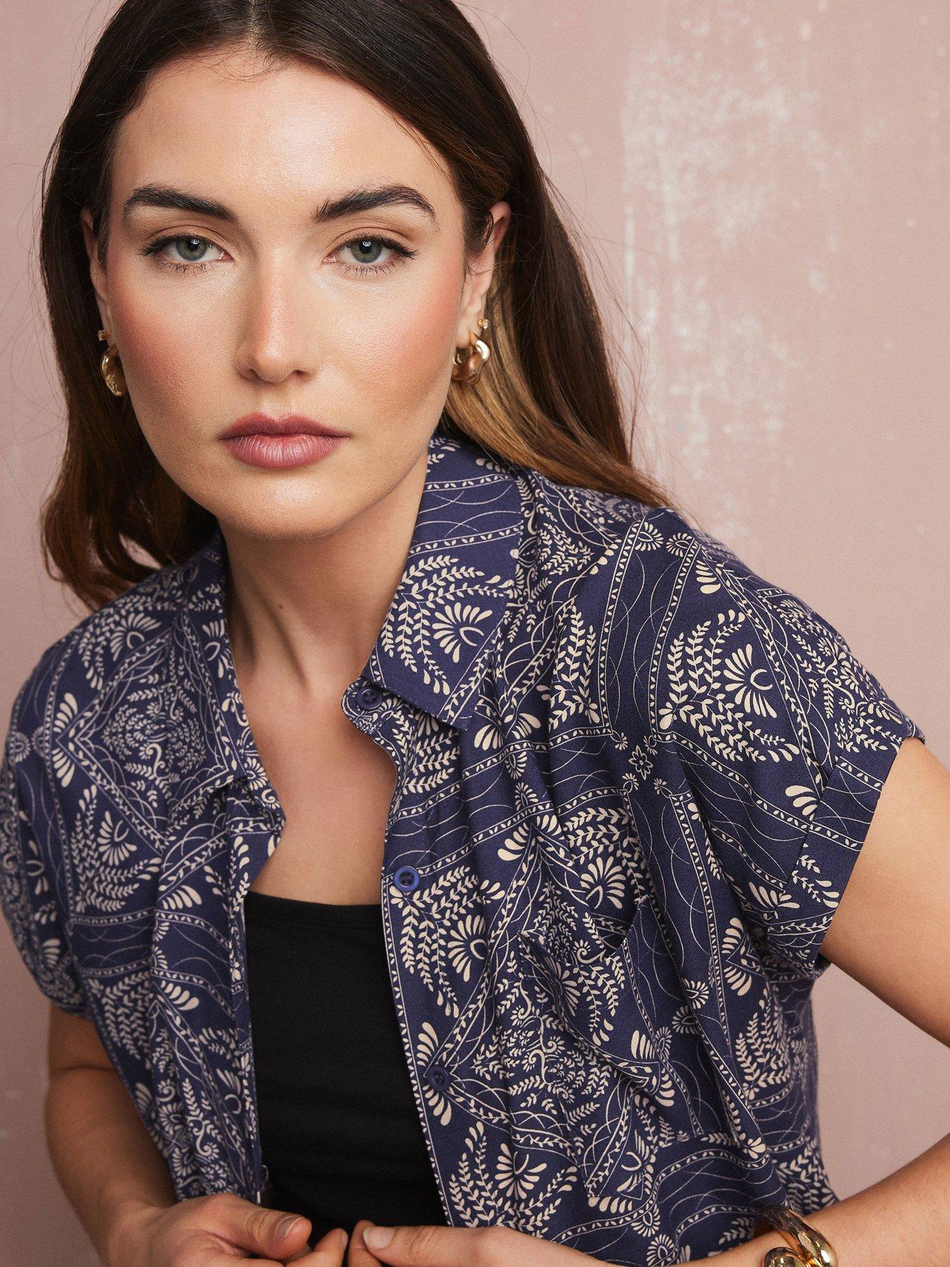  image of long-tall-sally-tall-tile-button-shirt