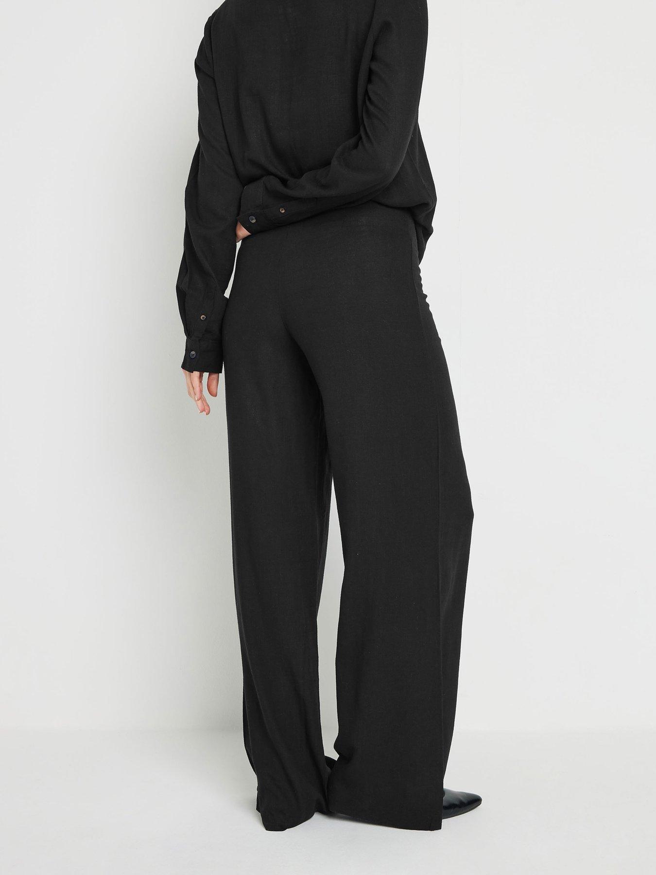 Image 2 of 4 of Long Tall Sally Pleat Front Linen Trouser 36" - Black