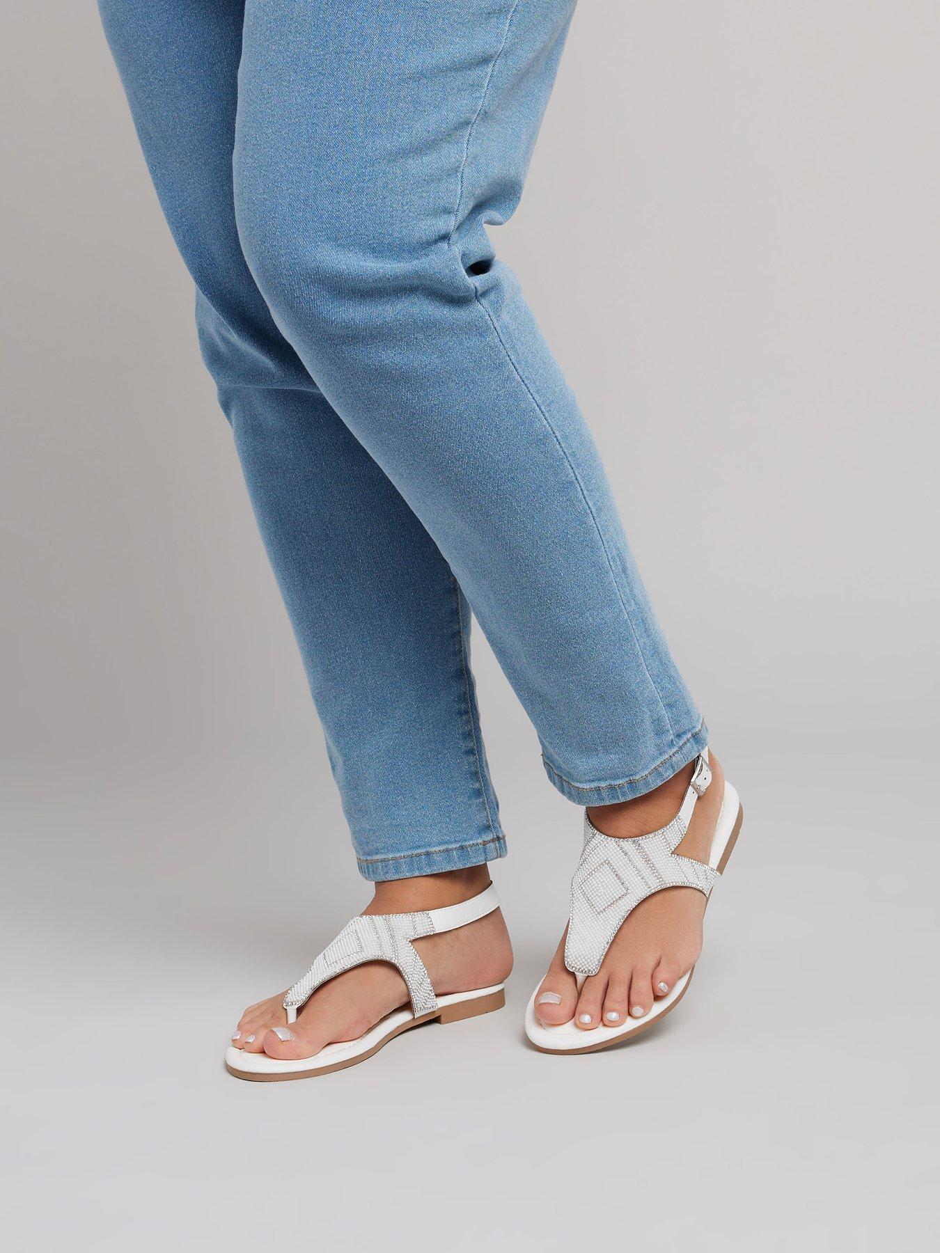  image of yours-extra-wide-fit-beaded-t-bar-sandal