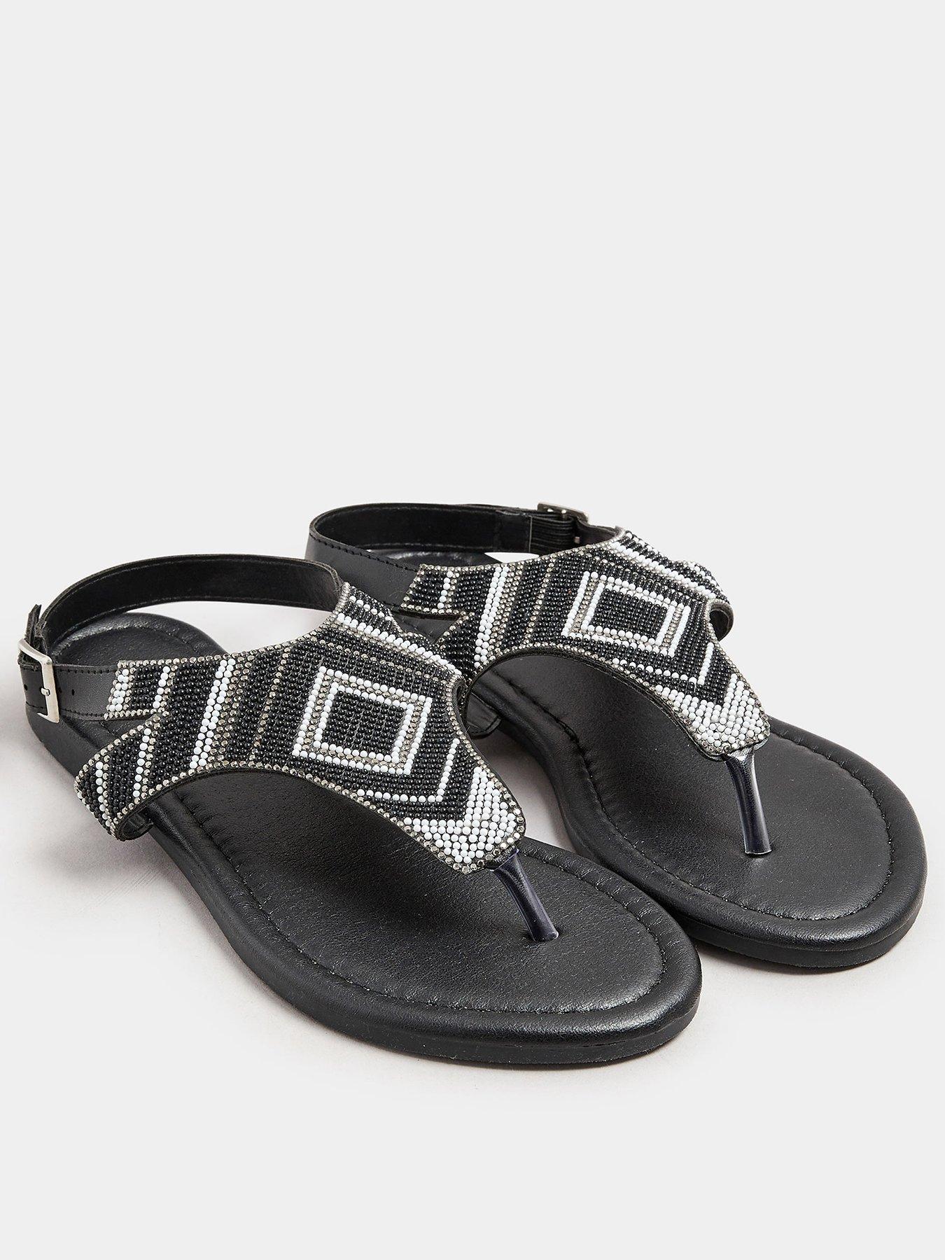 image of yours-extra-wide-fit-beaded-t-bar-sandal